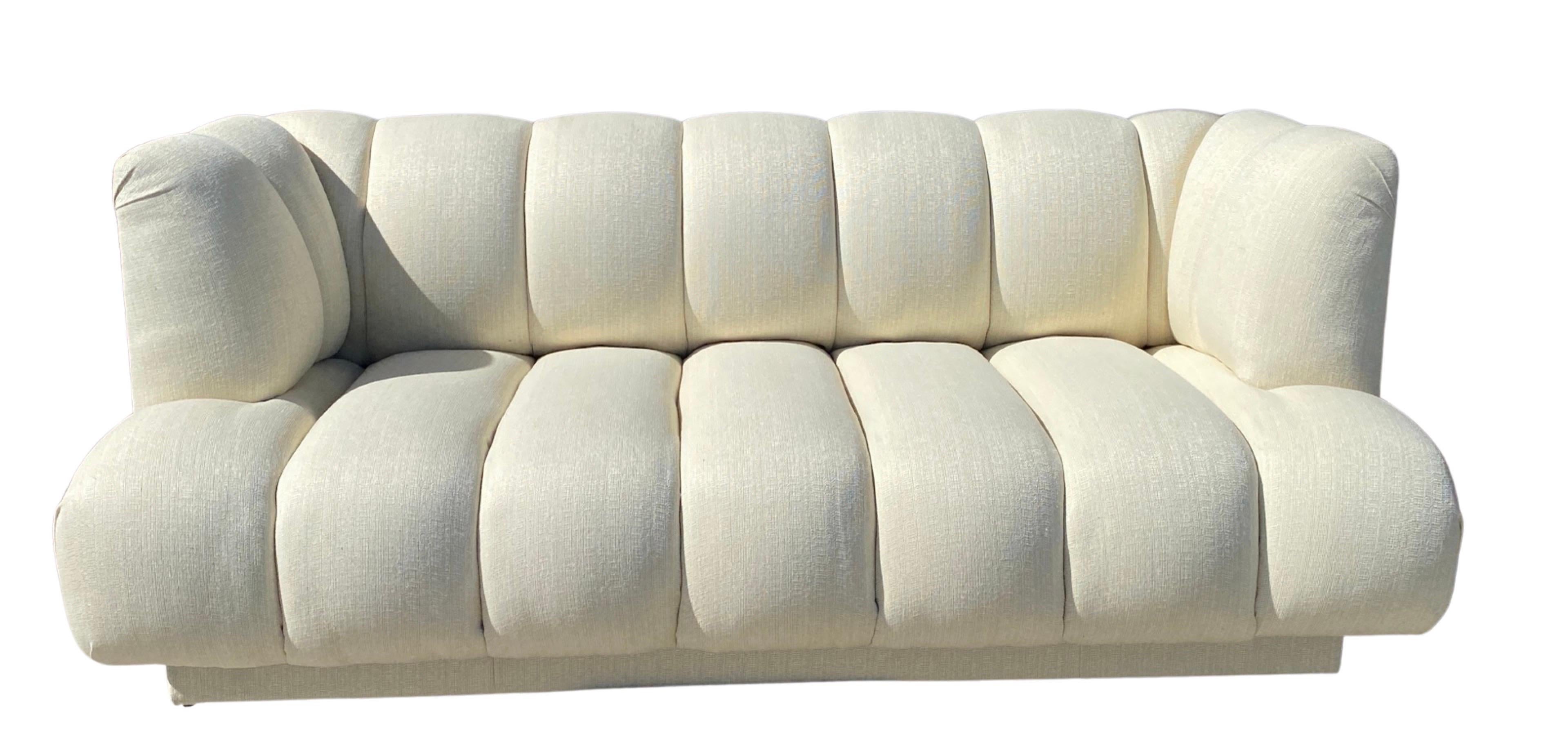 Steve Chase Iconic Channel Sofa From Celebrity Estate in New Creme Upholstery  For Sale 5