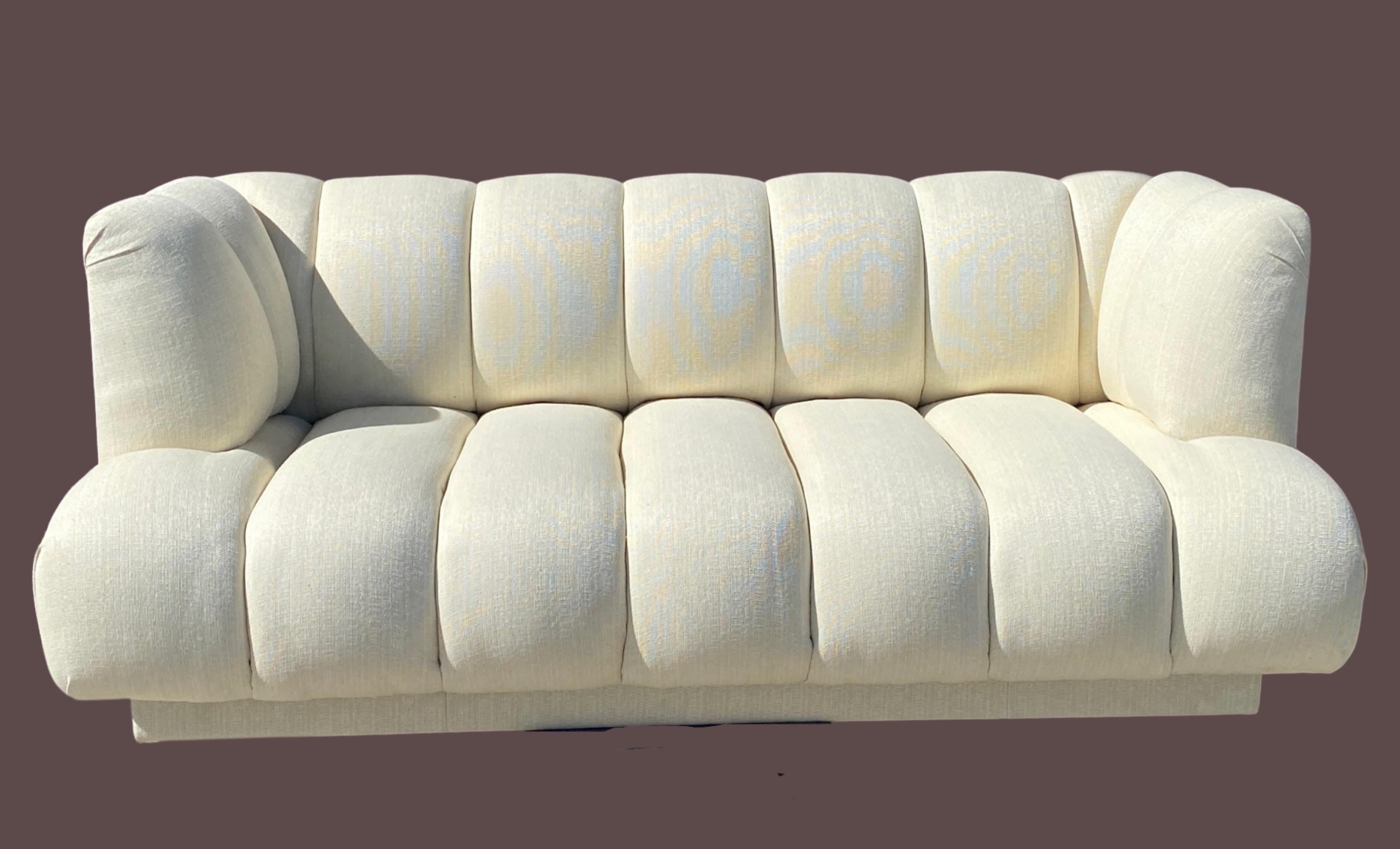 Steve Chase Iconic Channel Sofa From Celebrity Estate in New Creme Upholstery  For Sale 6