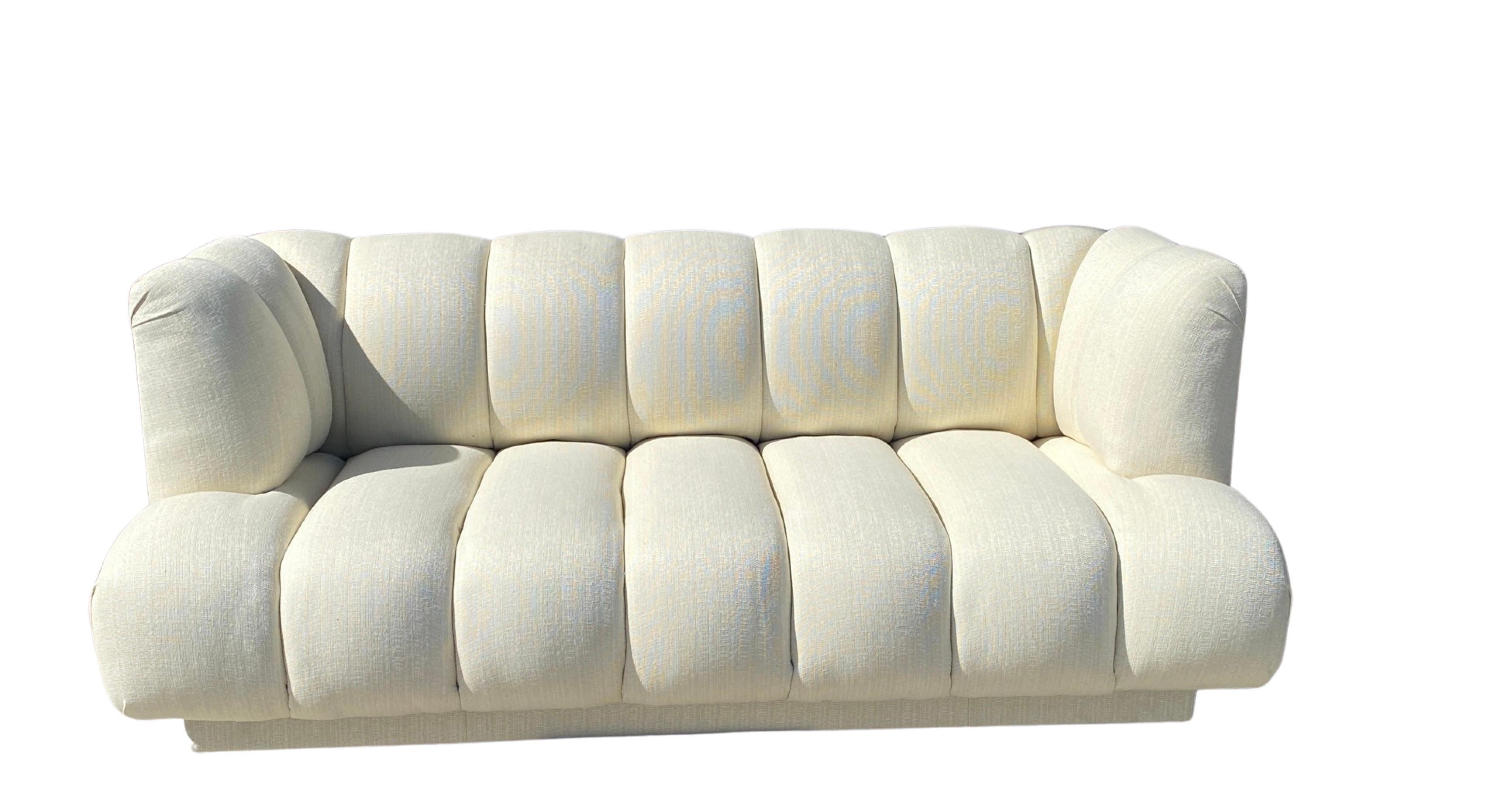 Steve Chase Iconic Channel Sofa From Celebrity Estate in New Creme Upholstery  For Sale 7