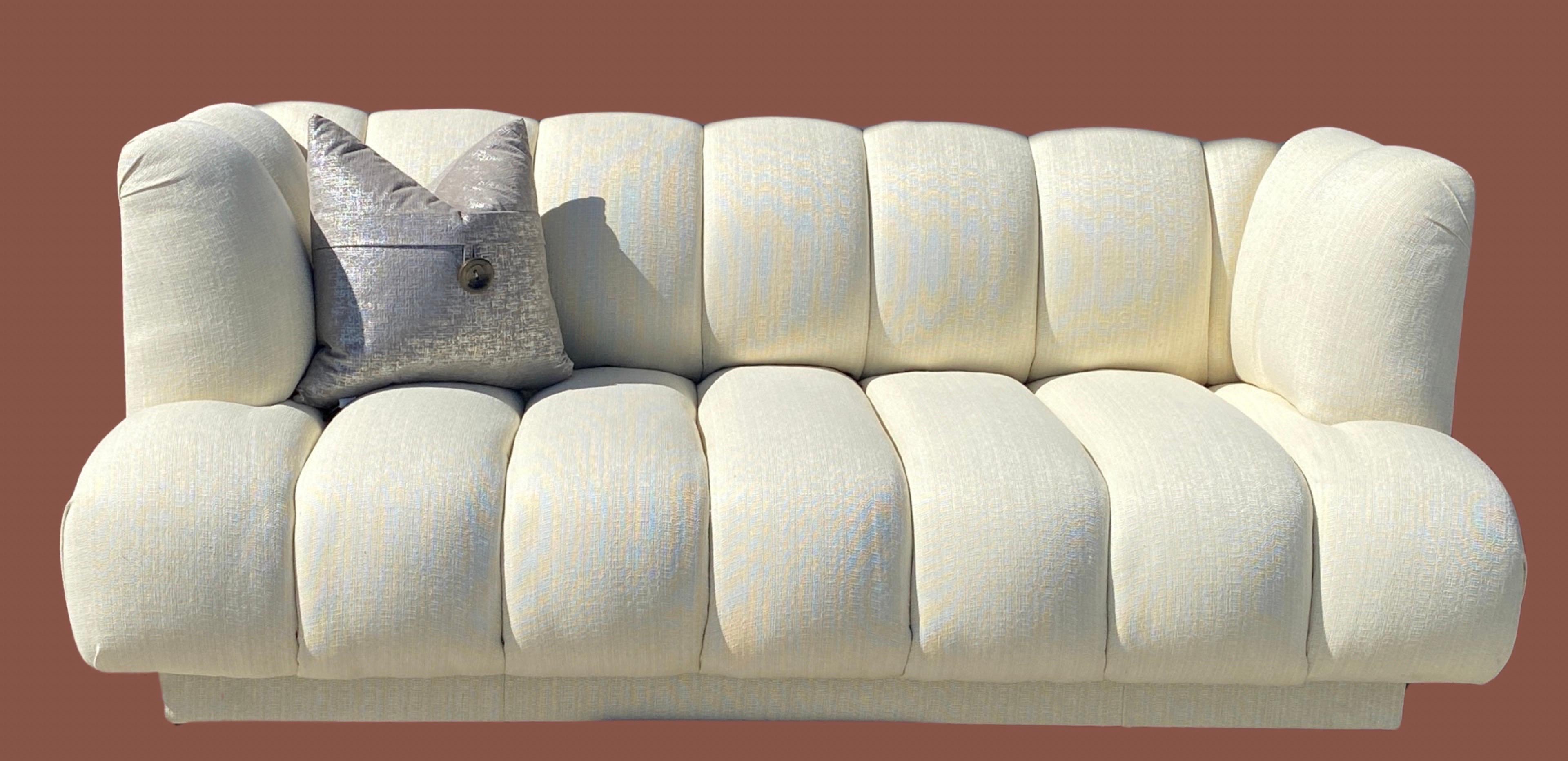 Steve Chase Iconic Channel Sofa From Celebrity Estate in New Creme Upholstery  For Sale 12