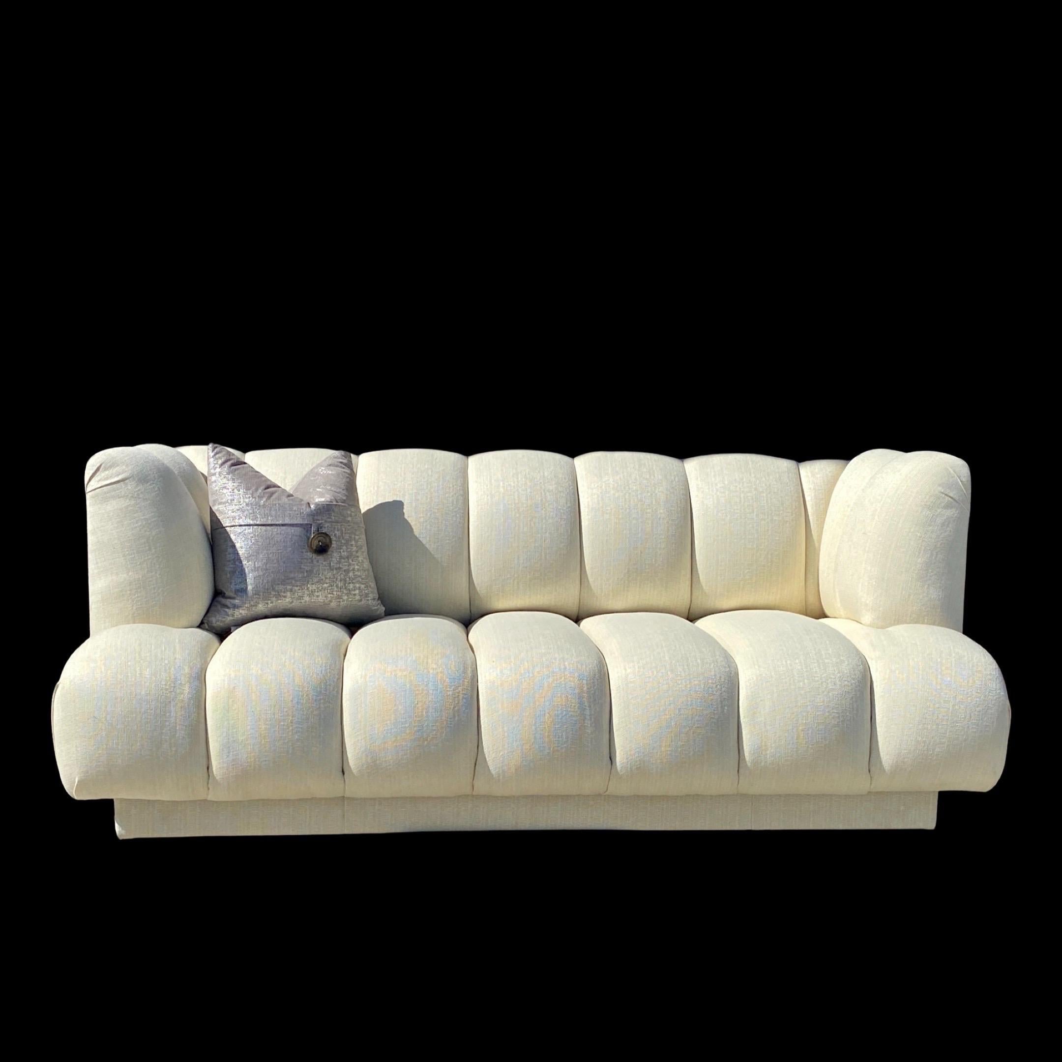 Steve Chase Iconic Channel Sofa From Celebrity Estate in New Creme Upholstery  For Sale 13