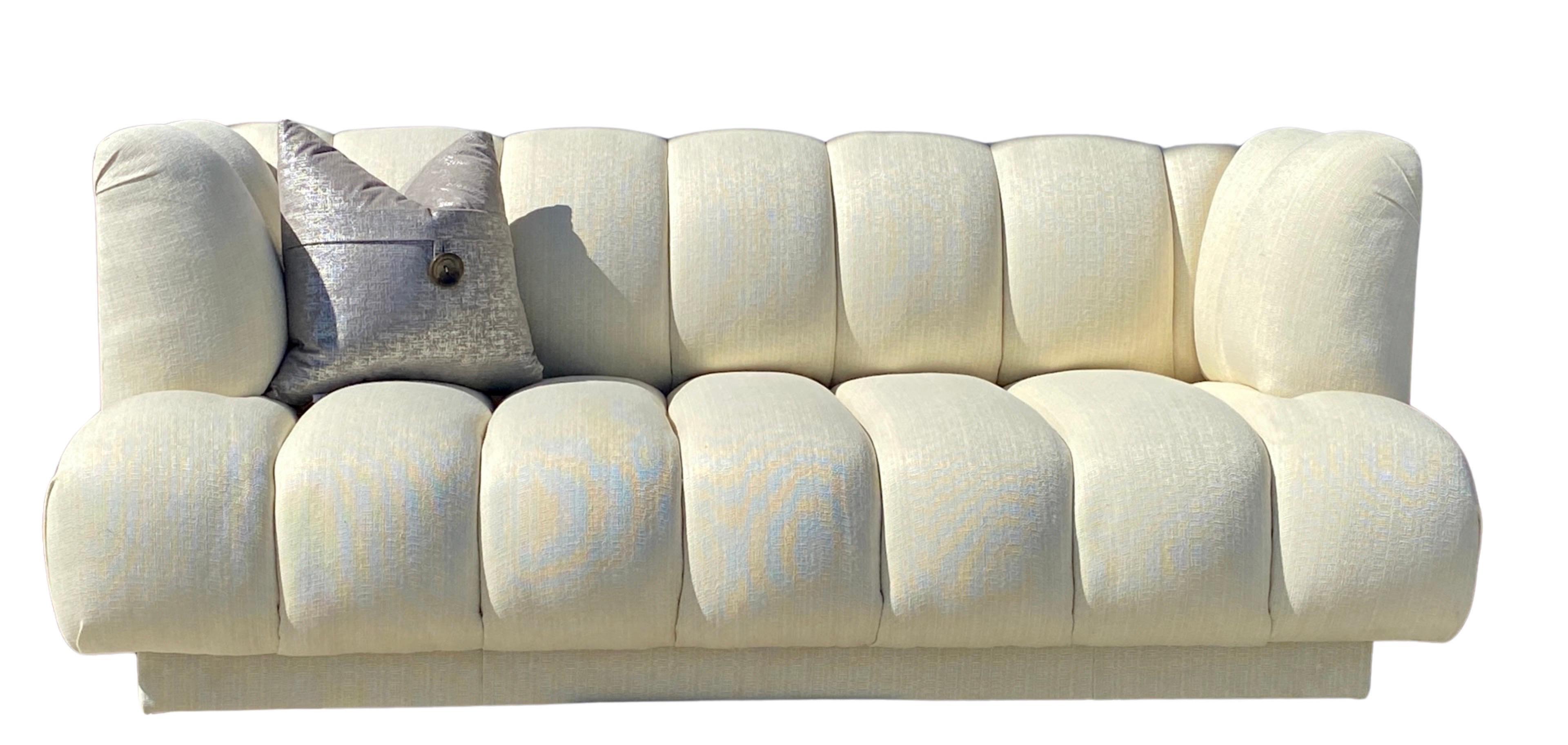 Modern Steve Chase Iconic Channel Sofa From Celebrity Estate in New Creme Upholstery  For Sale