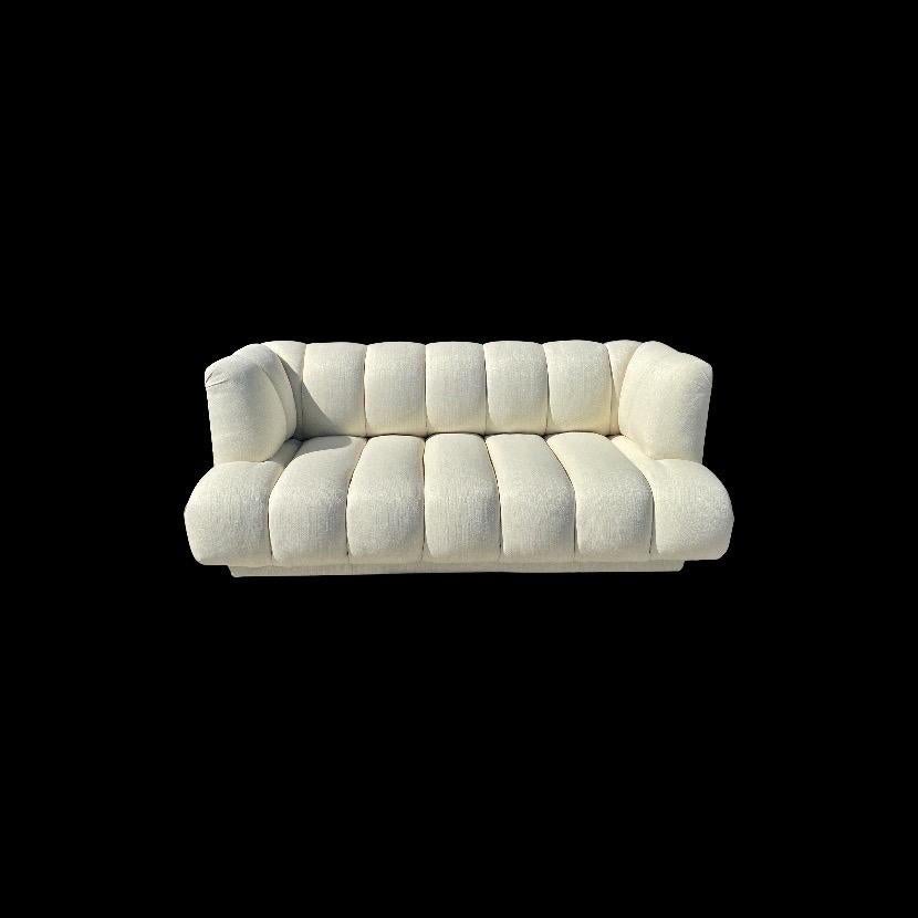 Steve Chase Iconic Channel Sofa From Celebrity Estate in New Creme Upholstery  For Sale 2
