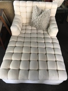 Steve Chase Marshmallow Tufted Chaise Lounge Crème Neutral Made by A. Rudin