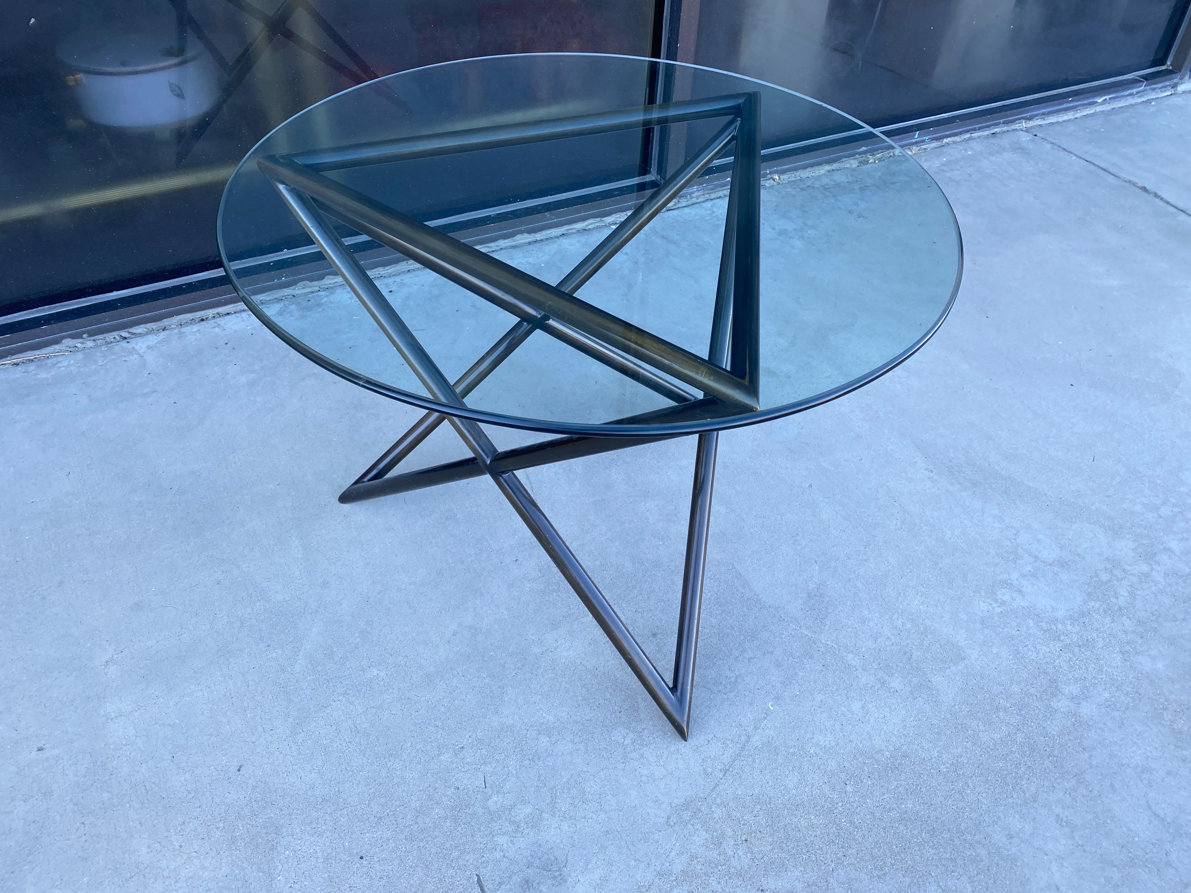 Late 20th Century Steve Chase Modern Abstract Bronze and Glass Round Side Table