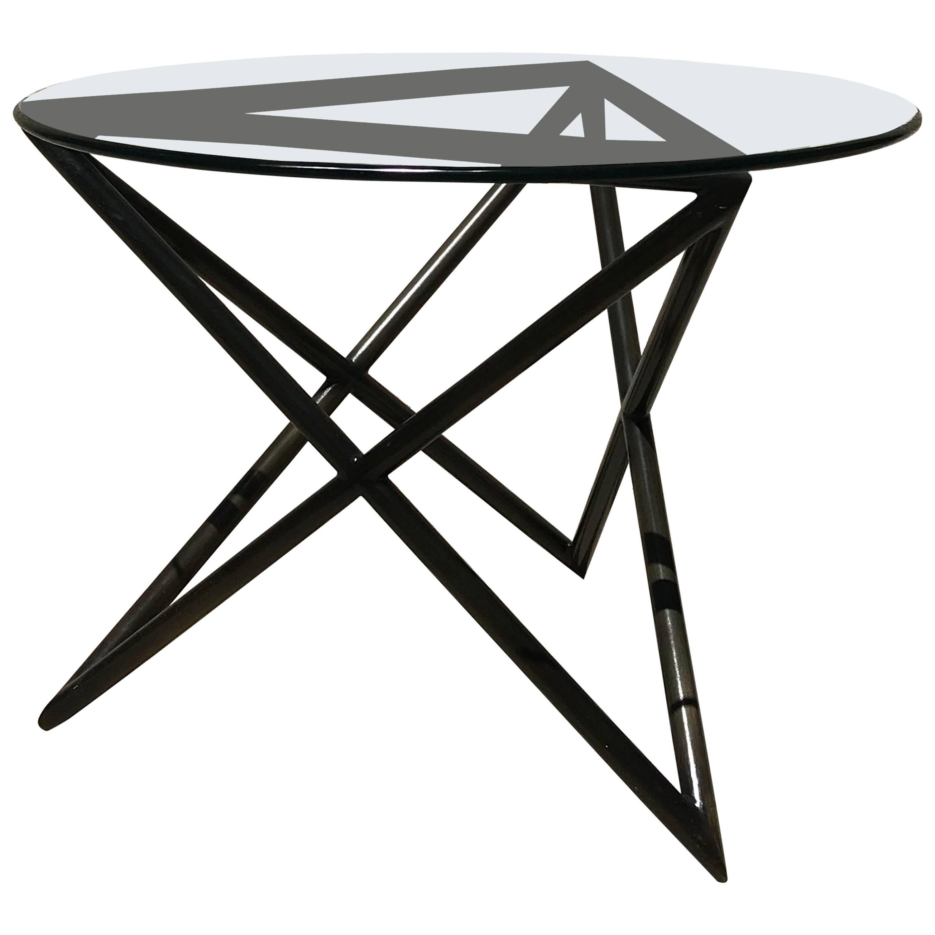 Steve Chase Modern Abstract Bronze and Glass Round Side Table For Sale