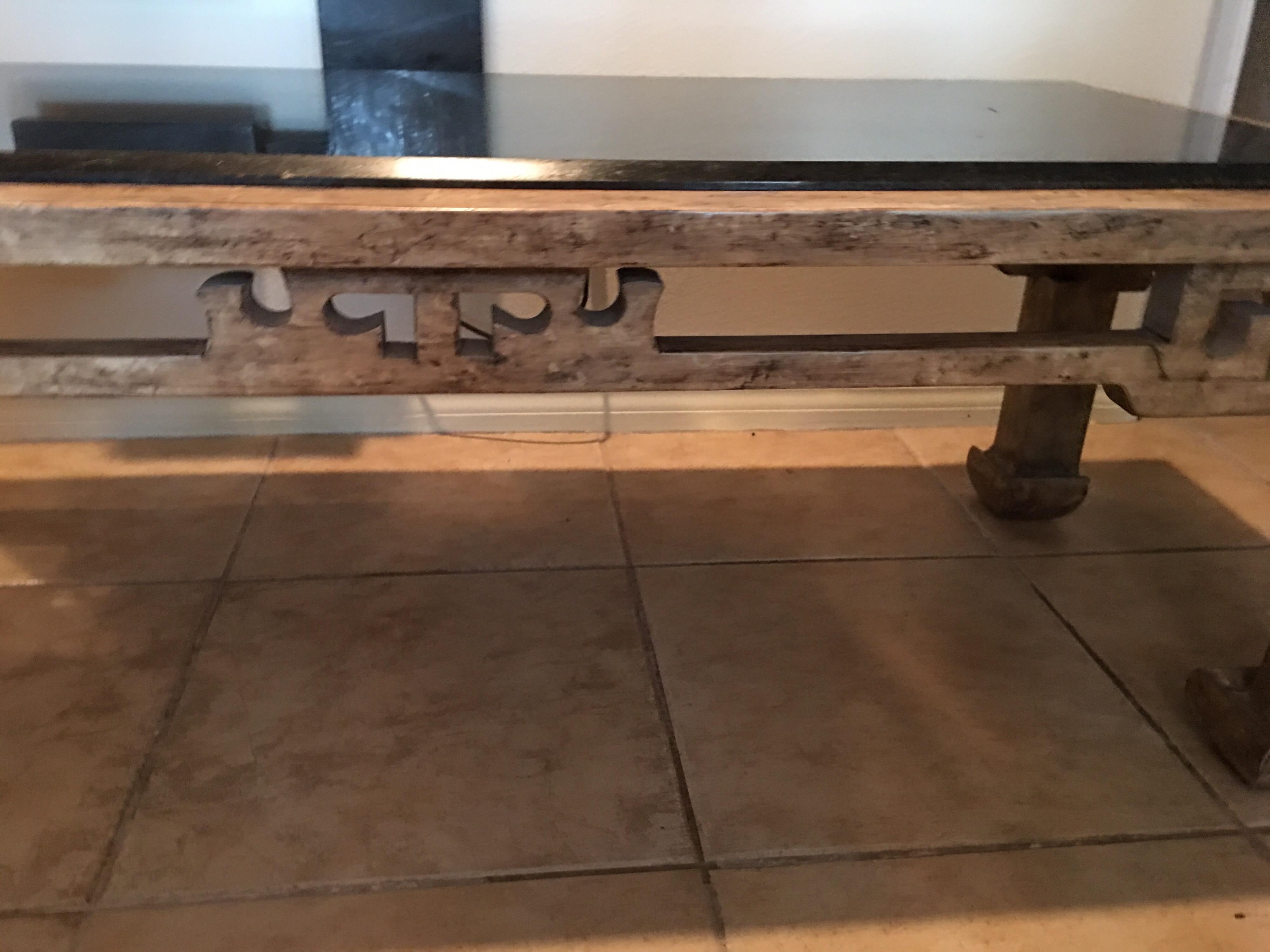 American Steve Chase Modern Chinoiserie Granite Top Coffee Table