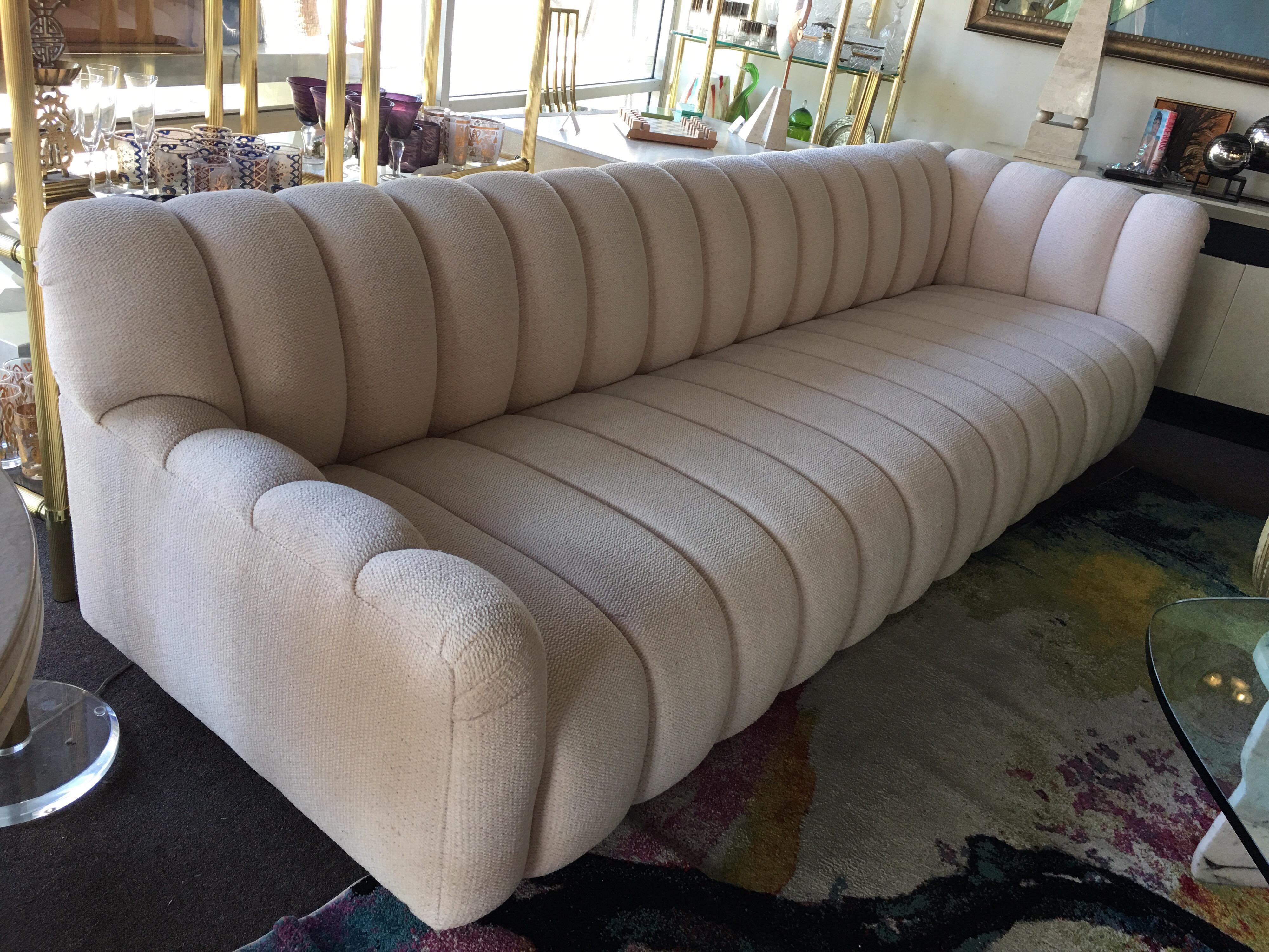 American Steve Chase Palm Springs Style Channel Tufted Modern Sofa