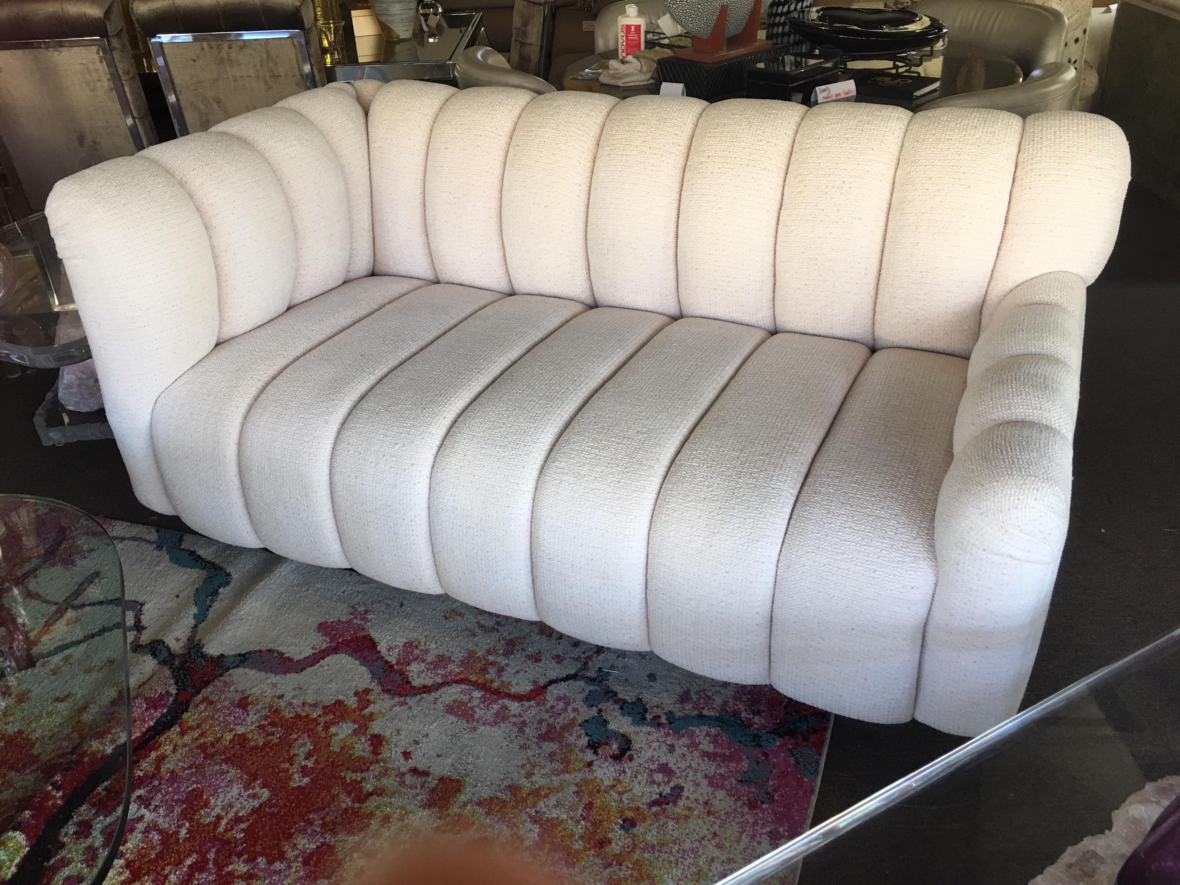 American Steve Chase Palm Springs Style Modern Channel Tufted Sofa
