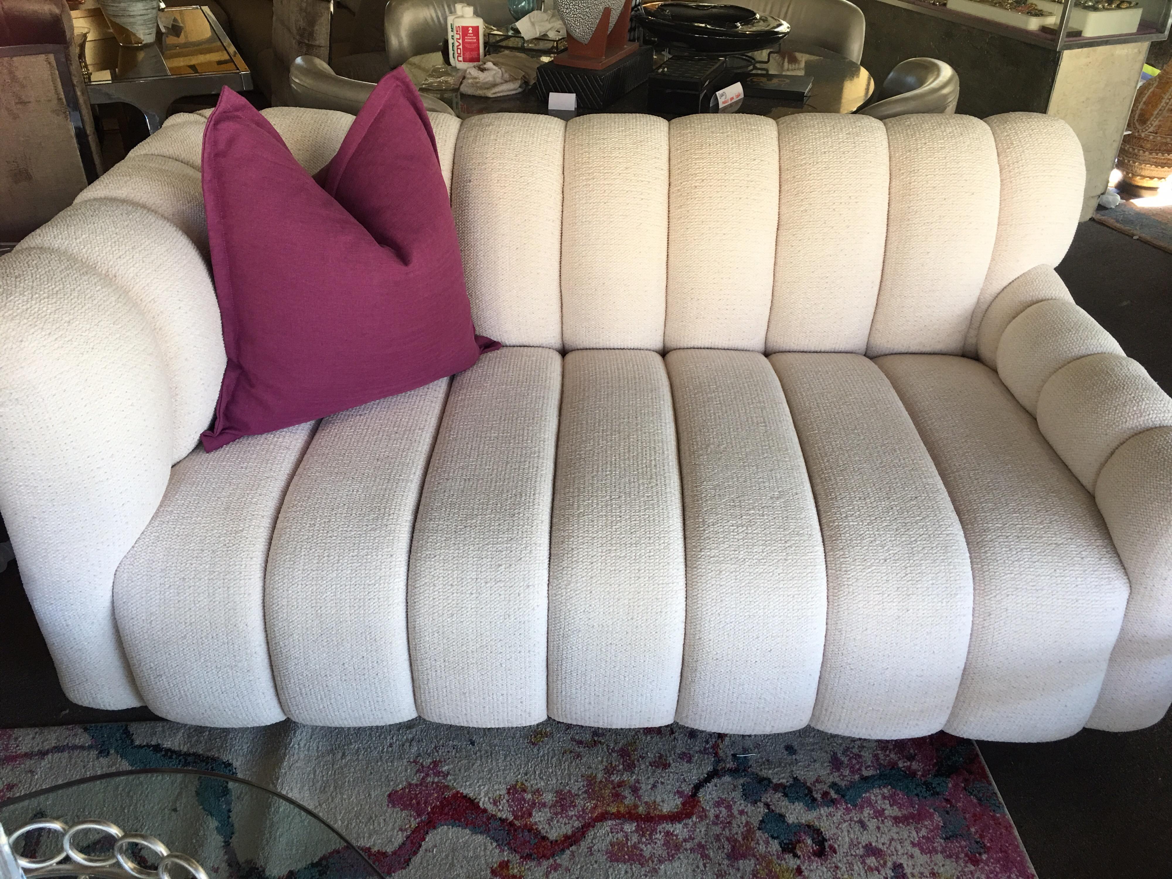 Hand-Crafted Steve Chase Palm Springs Style Modern Channel Tufted Sofa