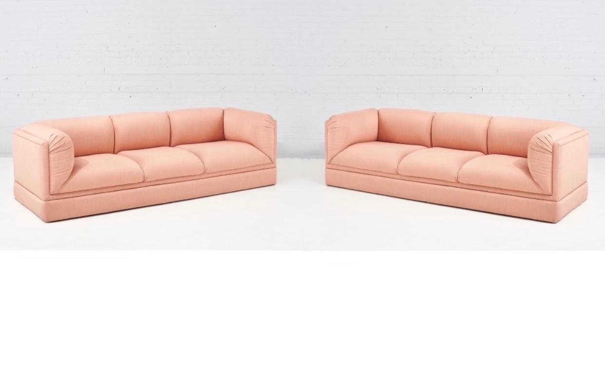 American Steve Chase Postmodern Pink Silk Sofa, 1980