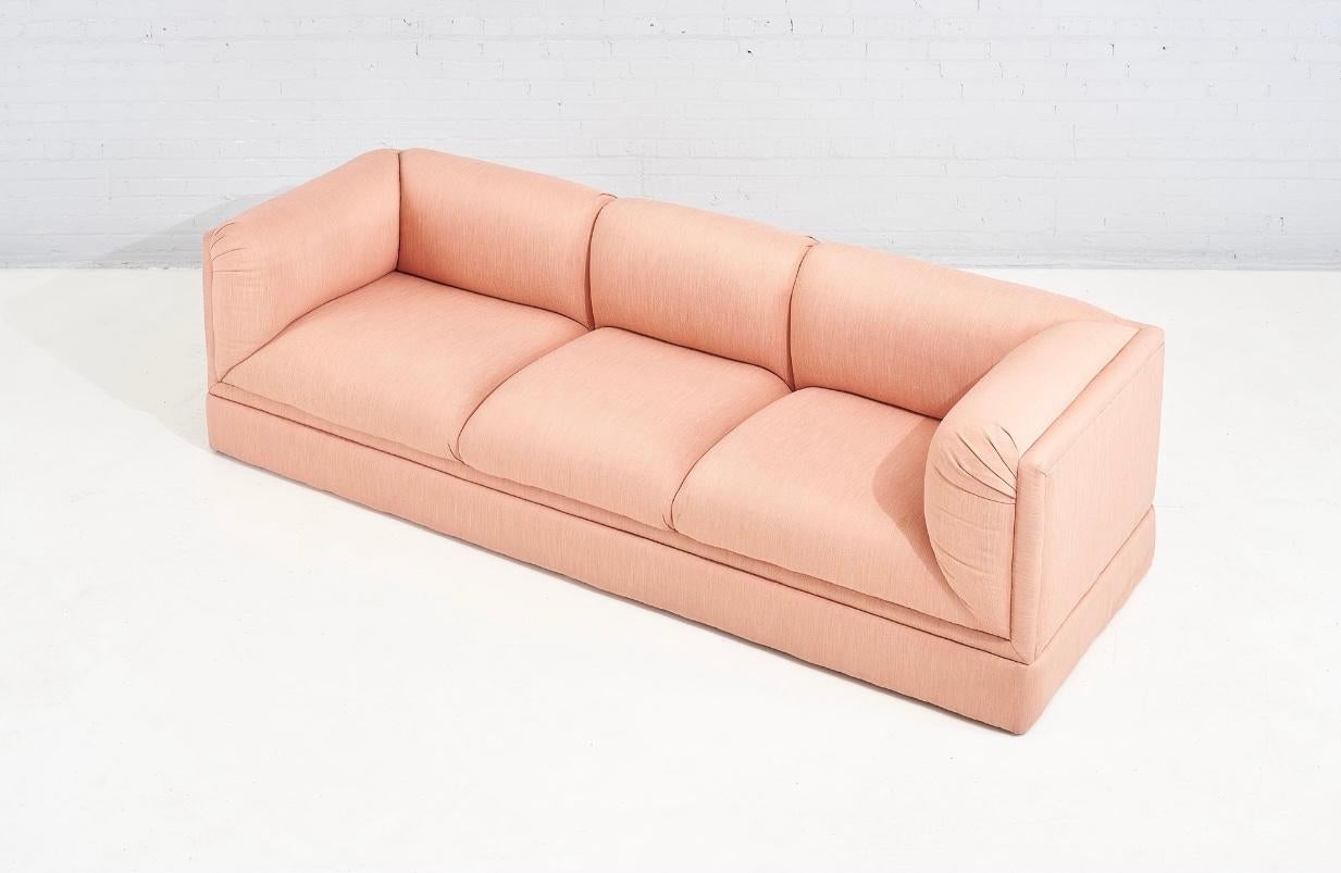 Steve Chase Postmodern Pink Silk Sofa, 1980 In Good Condition In Chicago, IL