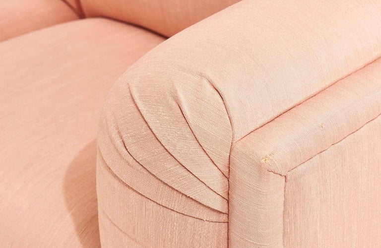 Steve Chase Postmodern Pink Silk Sofa, 1980 For Sale 2
