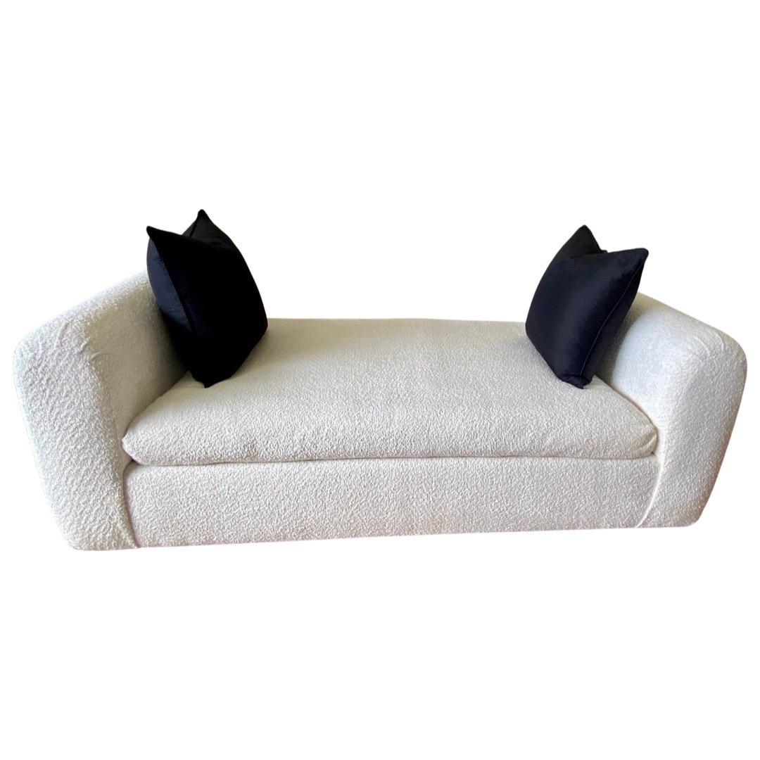 Steve Chase Rare “Penthouse” Chaise Lounge in new Off White Euro Bouclé For Sale 1