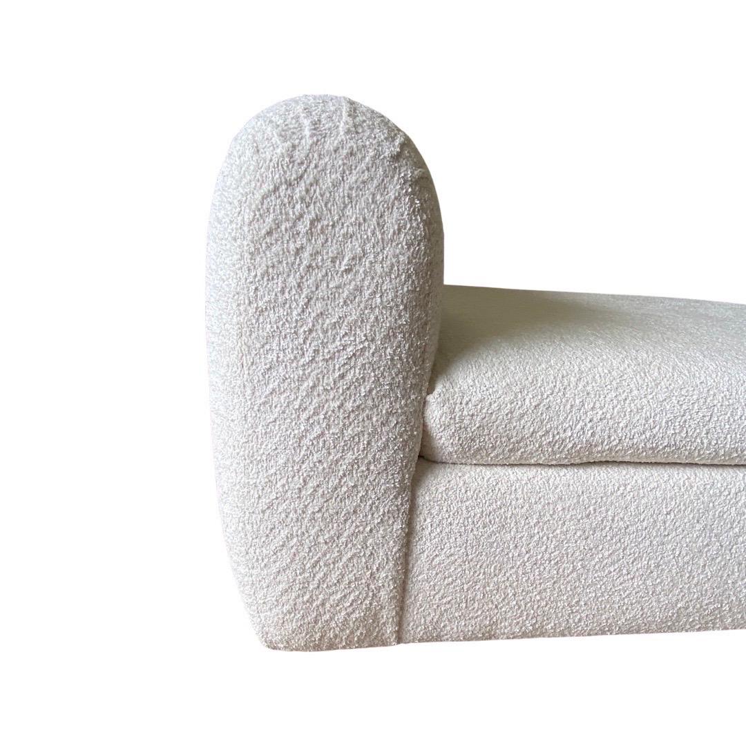 Modern Steve Chase Rare “Penthouse” Chaise Lounge in new Off White Euro Bouclé For Sale