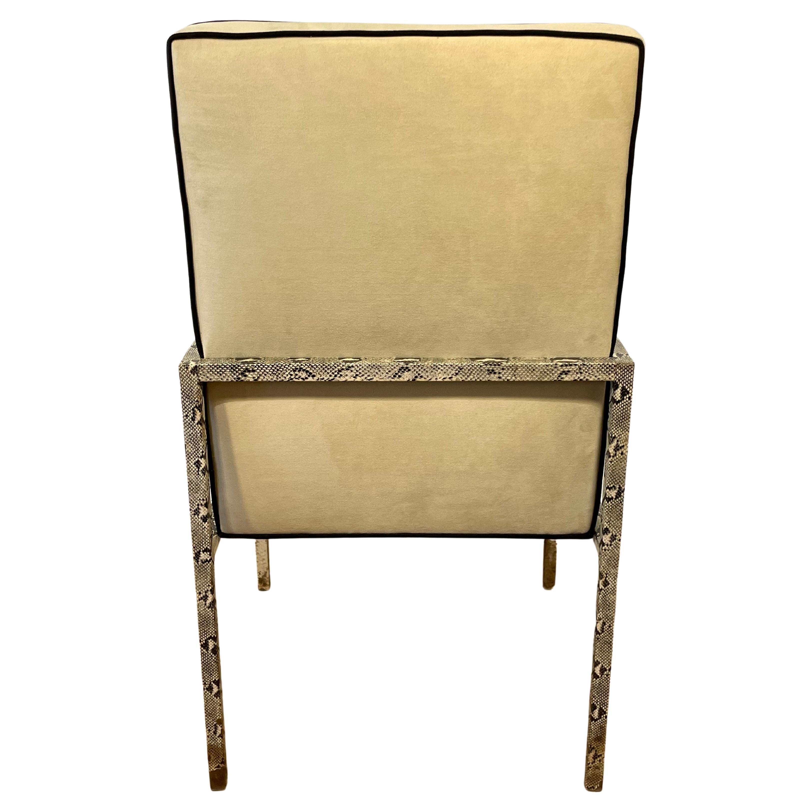 Steve Chase Snakeskin & Ultra-Suede Dining Chairs (Set of 12) In Excellent Condition For Sale In West Hollywood, CA
