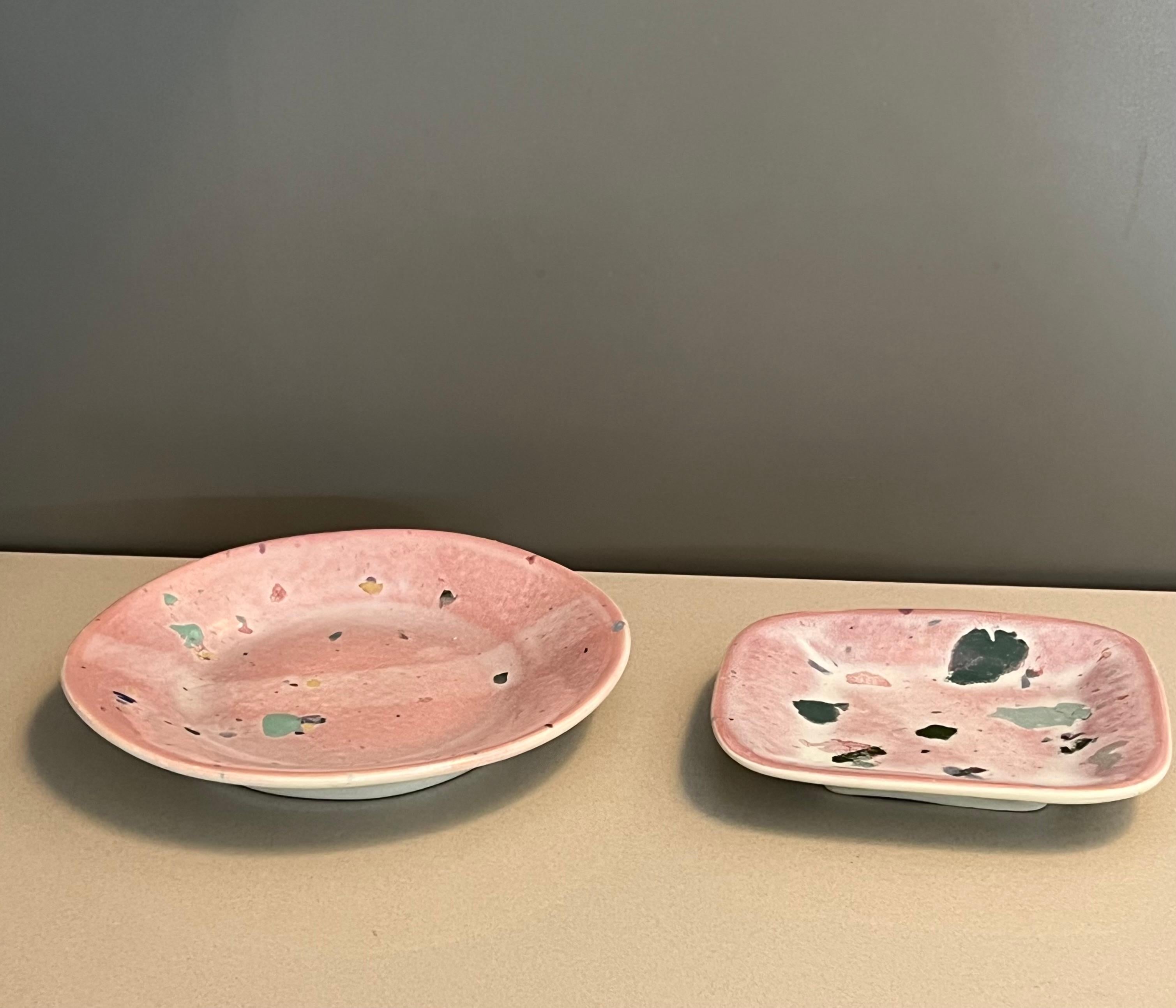 Modern Steve Chase Studio Ceramic Pink Speckled Dish For Sale
