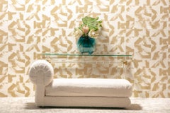 Steve Chase Style Post Modern Chaise Lounge in Soft Ivory White Bouclé c. 1985
