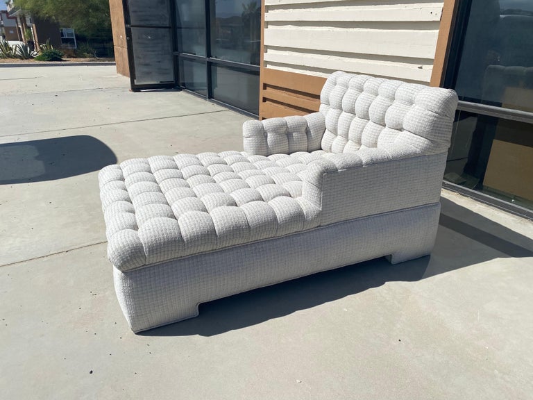 This spectacular chaise lounge came from a very high end Rancho Mirage Estate designed entirely by the late Steve Chase. The intricate marshmallow tufted piece was originally custom made in Los Angeles for Mr. Chase by A. Rudin. We have just