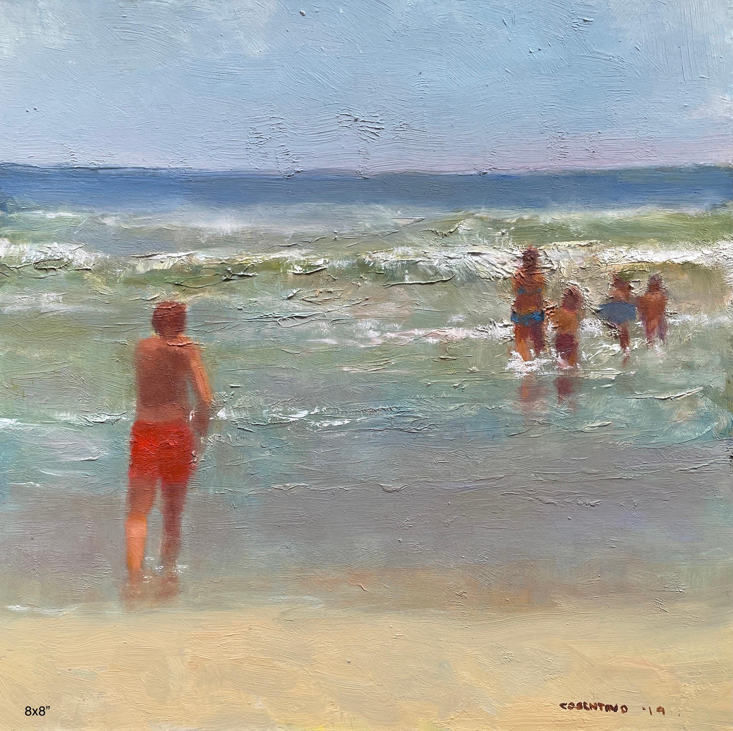 Steve Cohen Landscape Painting - Beach Series (Red Bathing Suit)