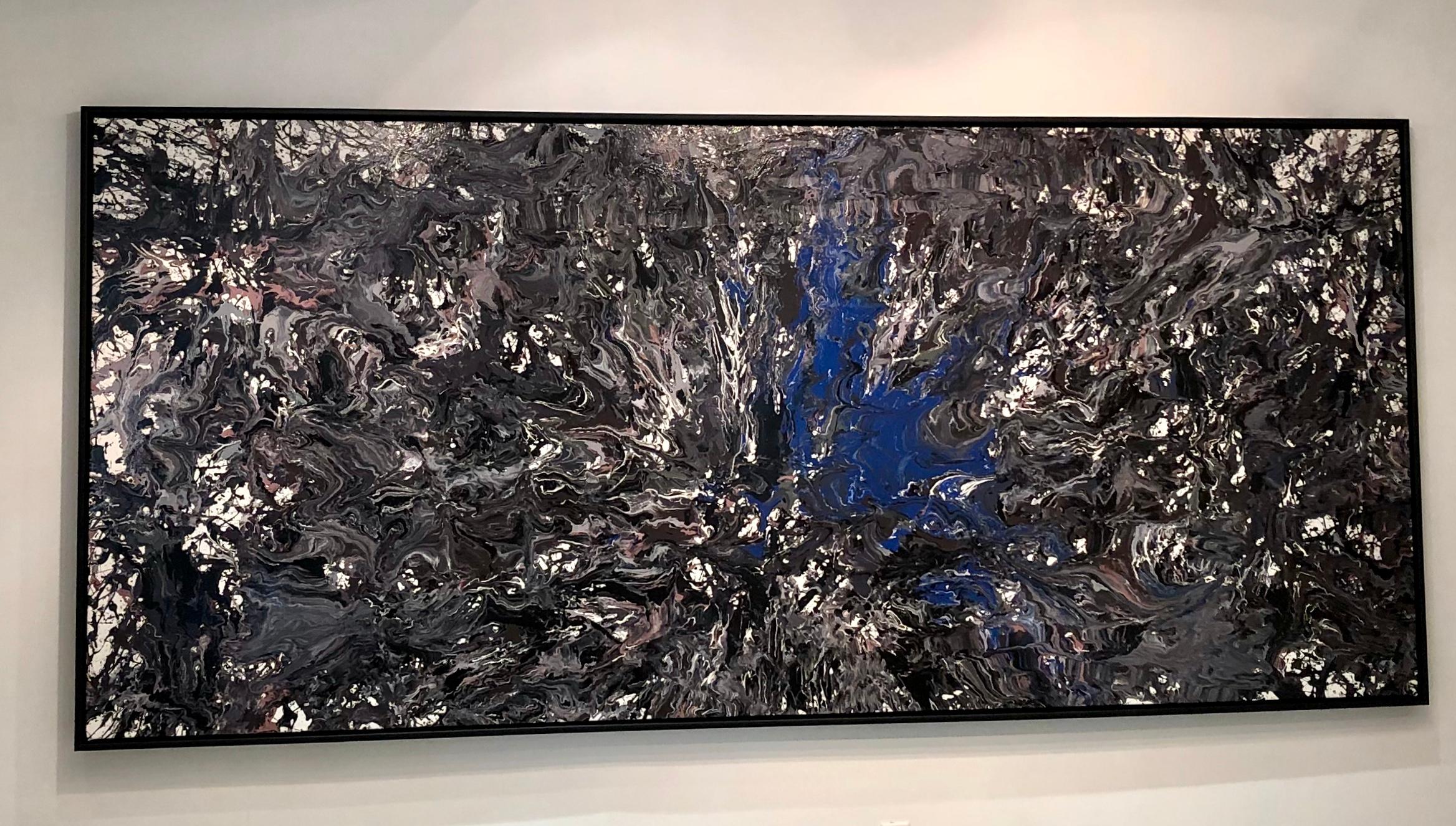 Steve Cohen Abstract Painting - Origin II: The Cooling (The Calm Before Life's Spark)    (Floats in Black Frame)