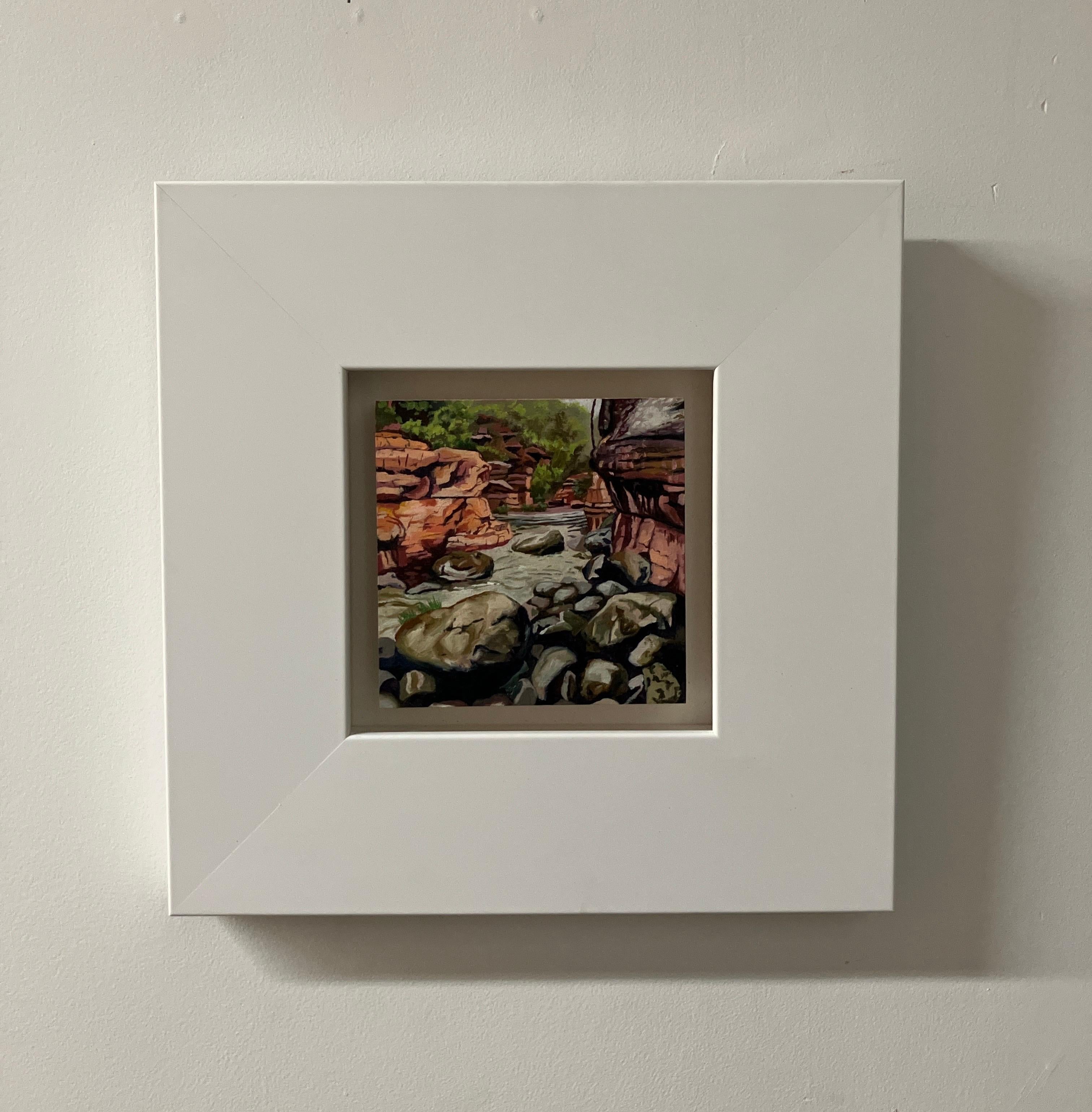 Small Scale Landscape Oil Painting on Panel, Framed, Earth Tones, Steve Cope For Sale 1