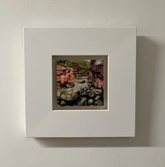 Small Scale Landscape Oil Painting on Panel, Framed, Earth Tones, Steve Cope