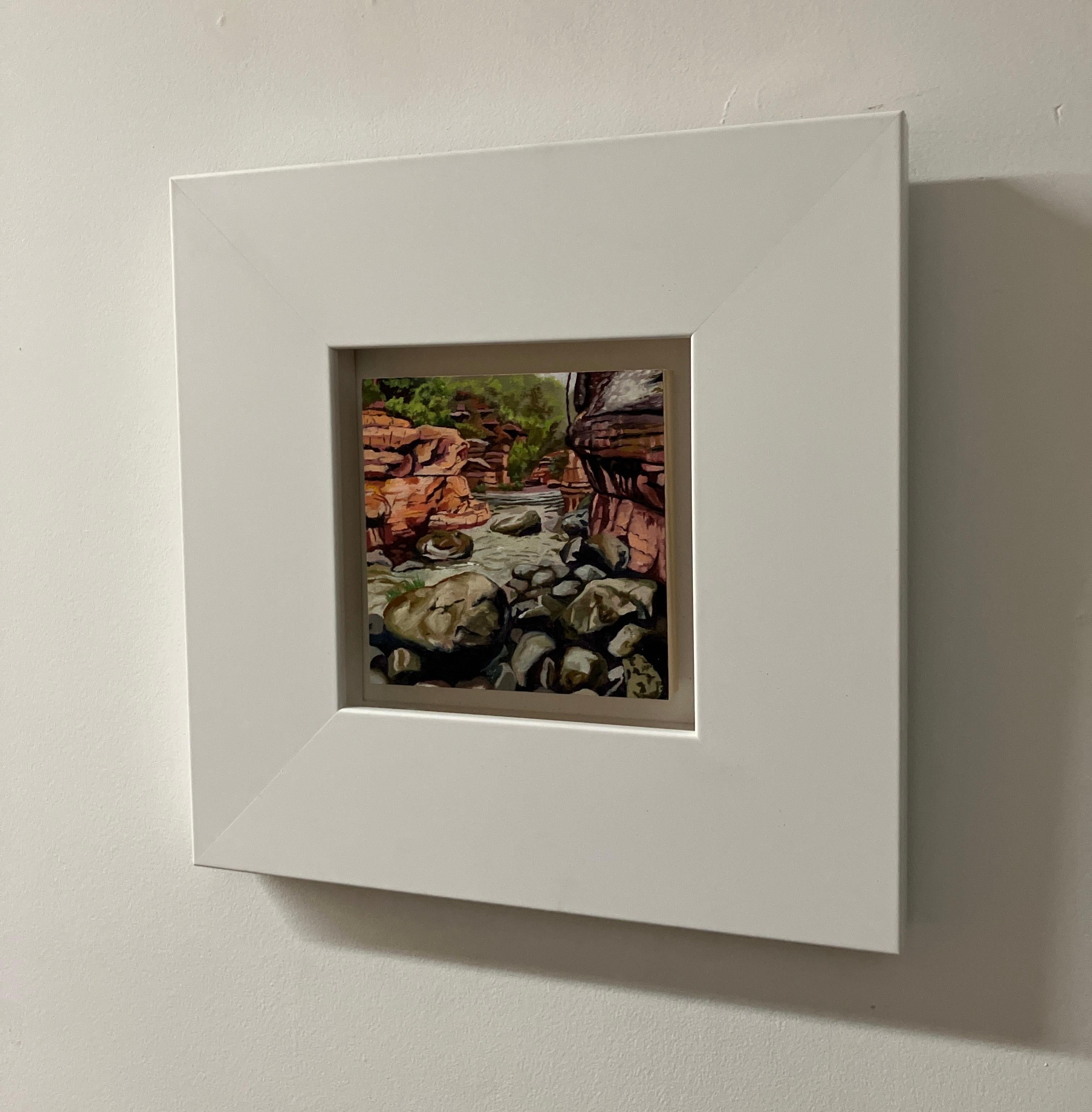 Small Scale Landscape Oil Painting on Panel, Framed, Earth Tones, Steve Cope For Sale 2