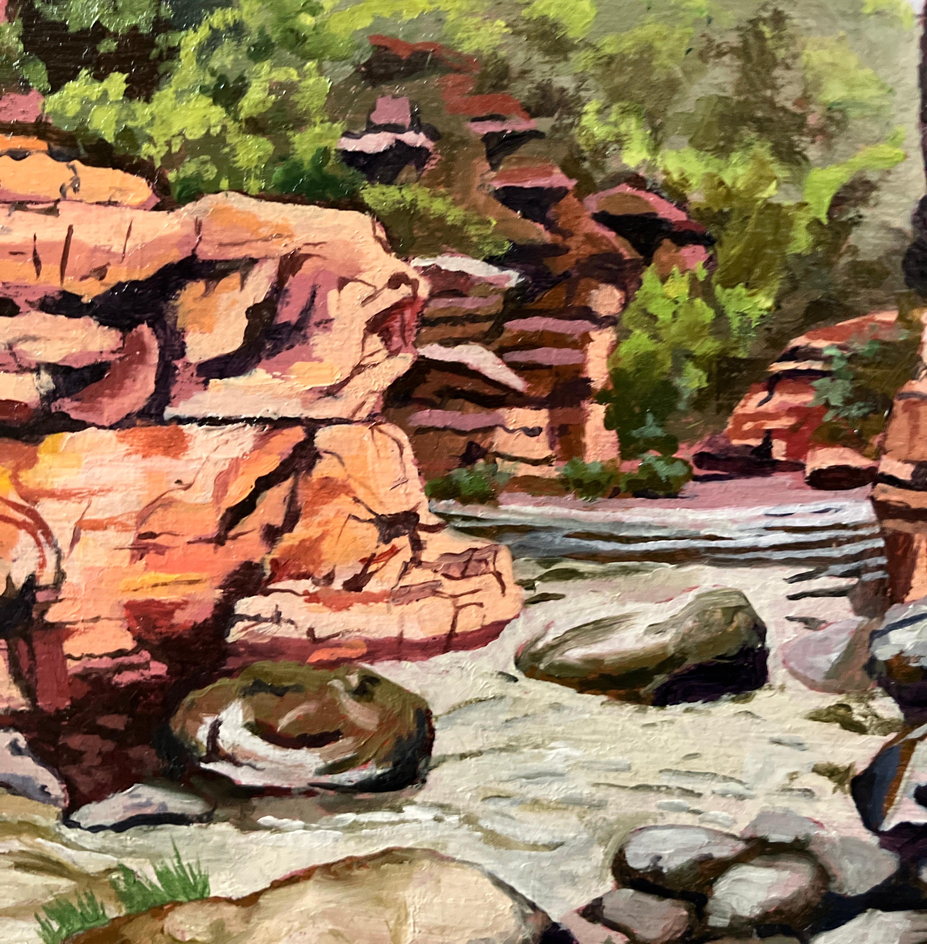 Small Scale Landscape Oil Painting on Panel, Framed, Earth Tones, Steve Cope For Sale 4