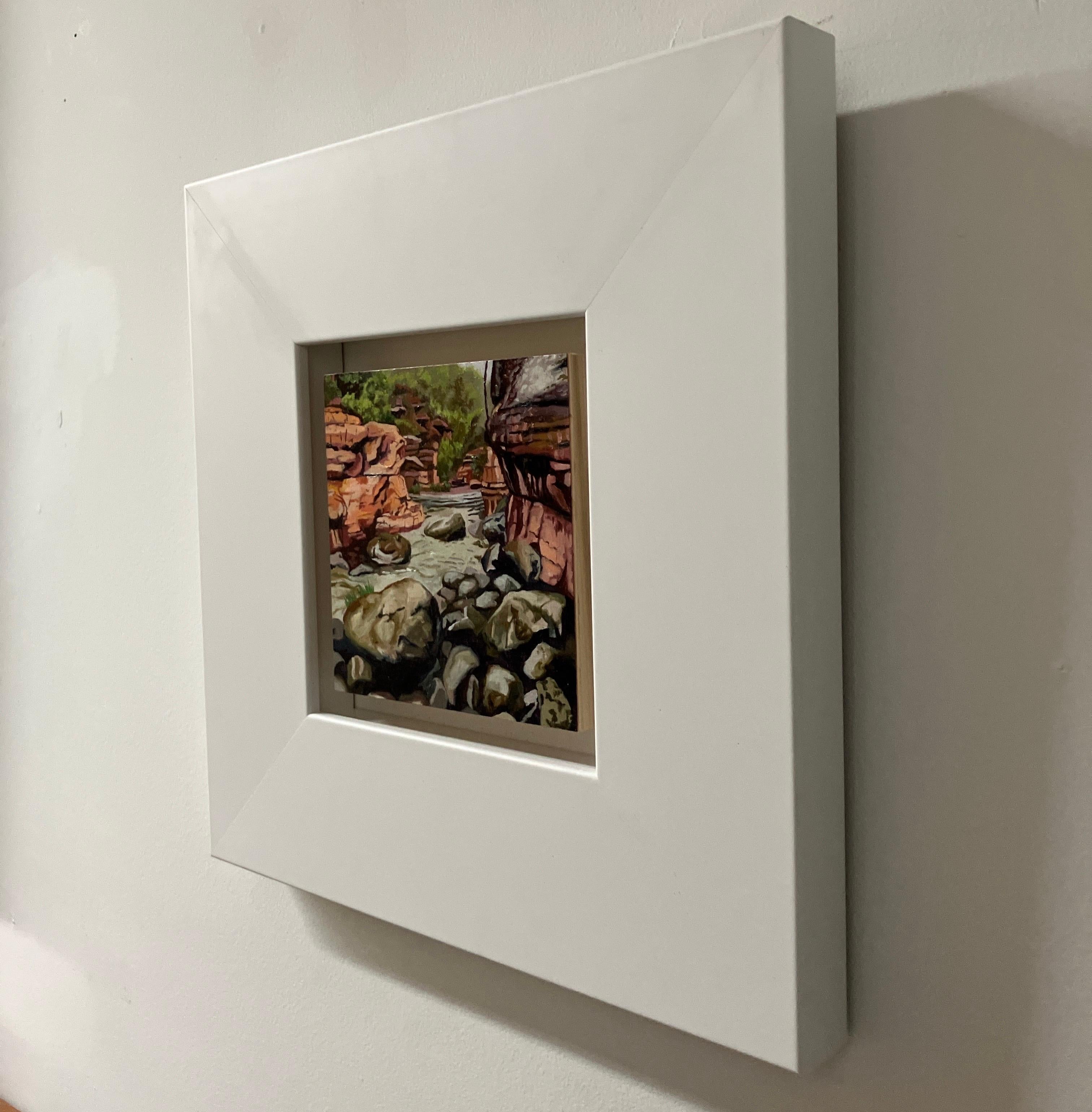 Small Scale Landscape Oil Painting on Panel, Framed, Earth Tones, Steve Cope For Sale 5