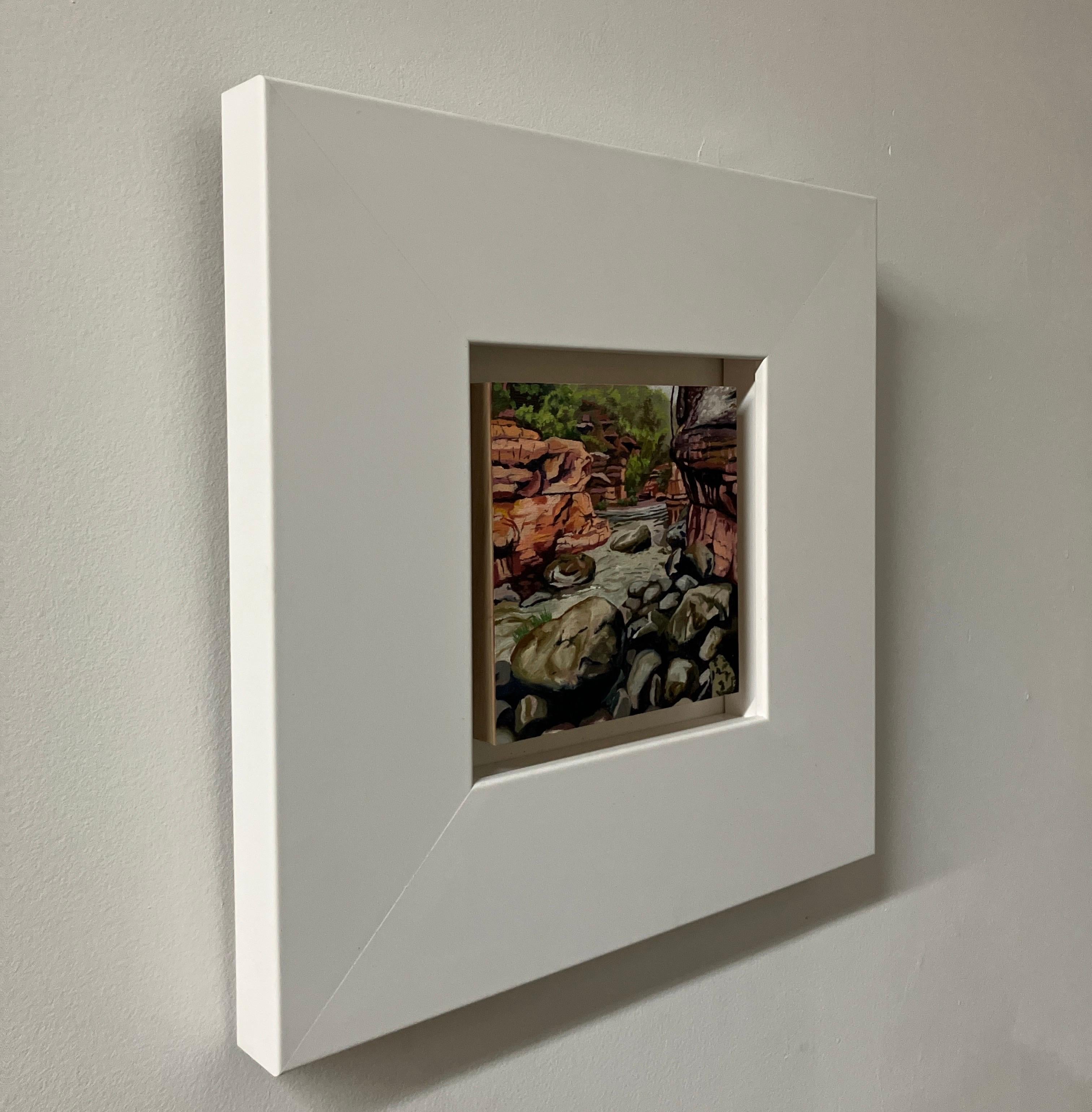 Small Scale Landscape Oil Painting on Panel, Framed, Earth Tones, Steve Cope For Sale 6