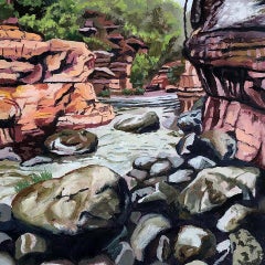 Small Scale Landscape Oil Painting on Panel, Framed, Earth Tones, Steve Cope