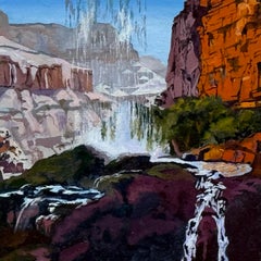 Small Scale Landscape Oil Painting on Panel, Framed, Earth Tones, Steve Cope
