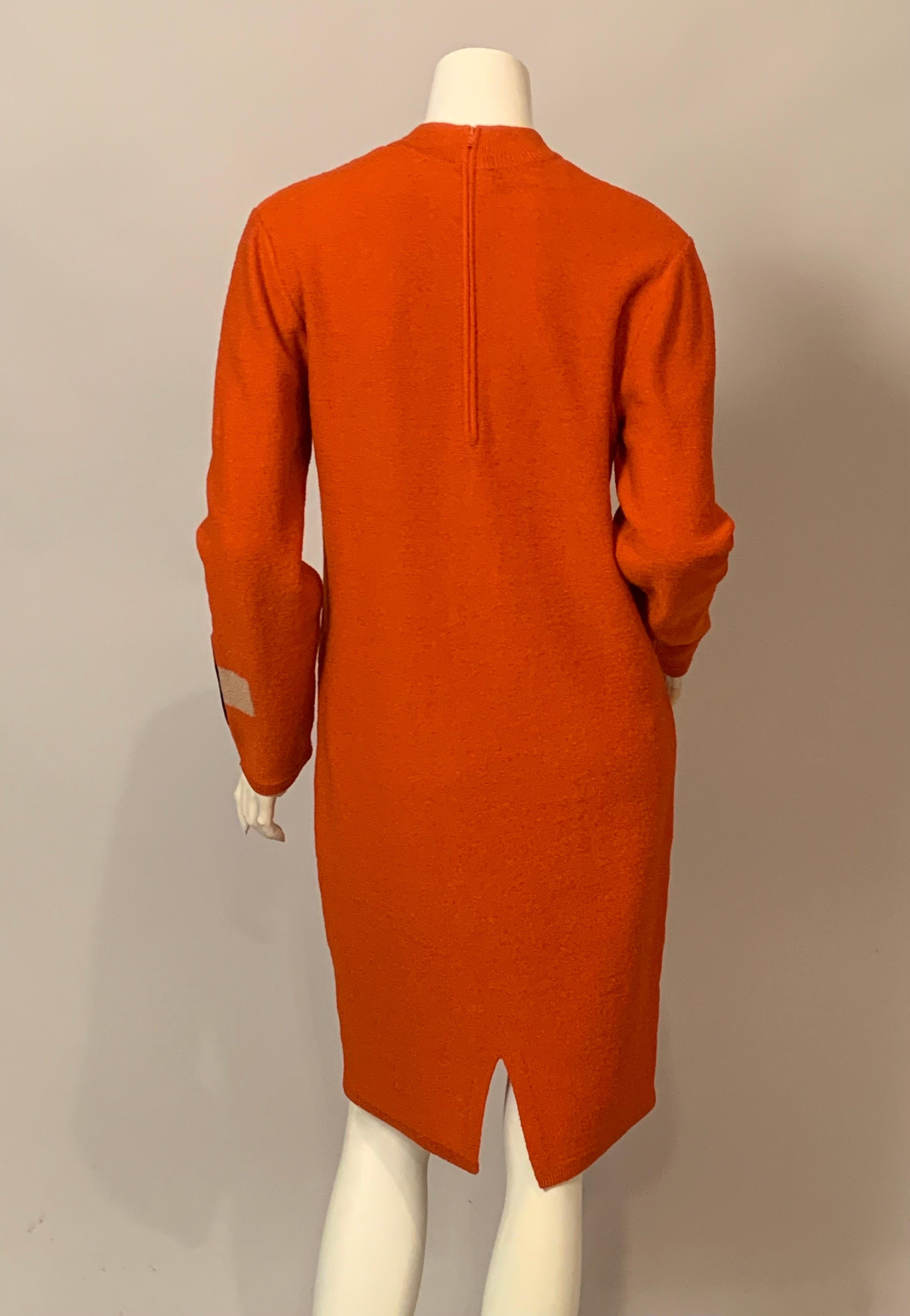 Women's Steve Fabrikant Modernist Inspired Orange Knit Dress