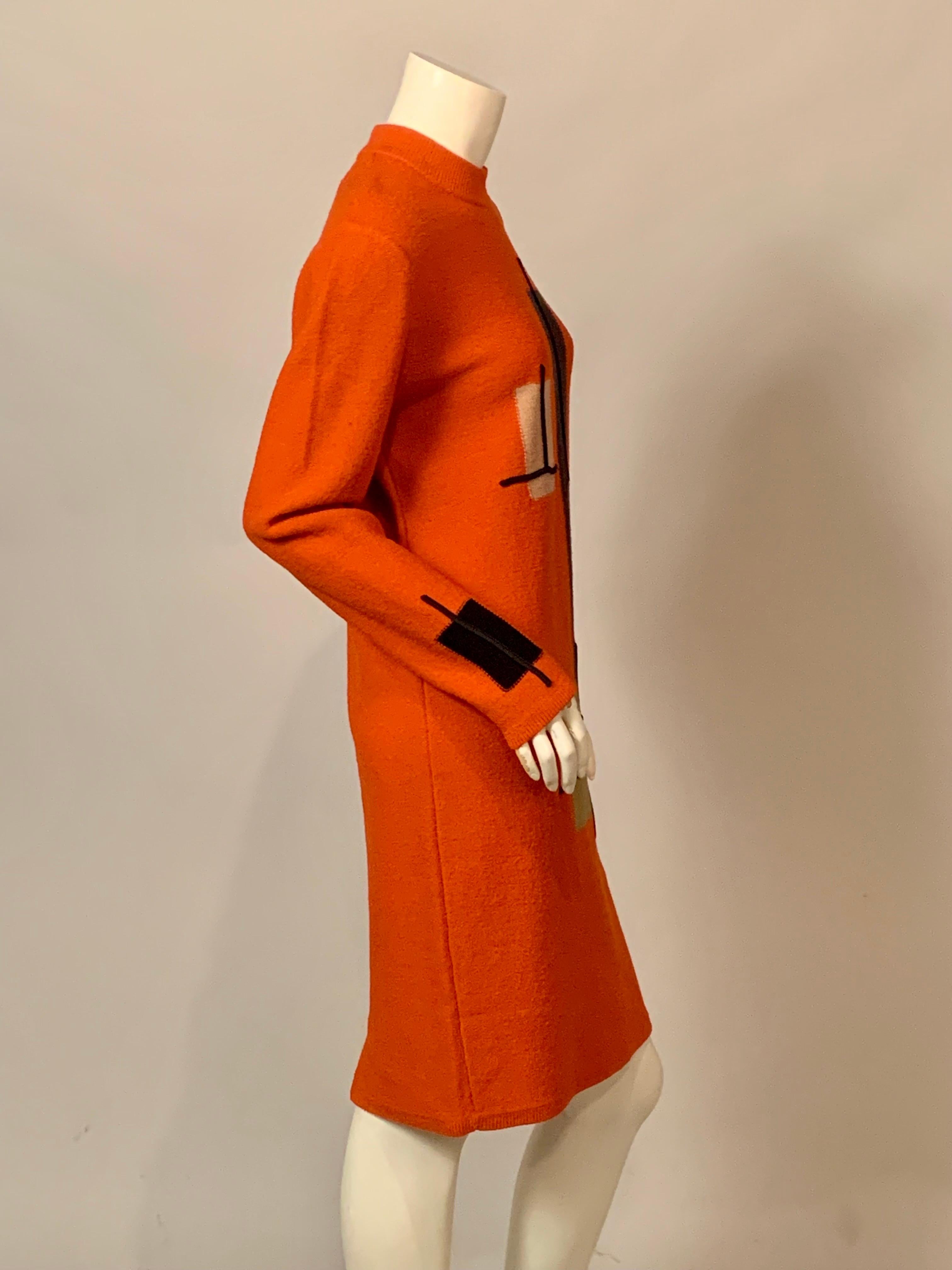 Steve Fabrikant Modernist Inspired Orange Knit Dress 1