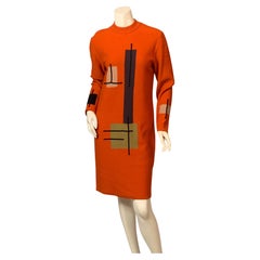 Steve Fabrikant Modernist Inspired Orange Knit Dress