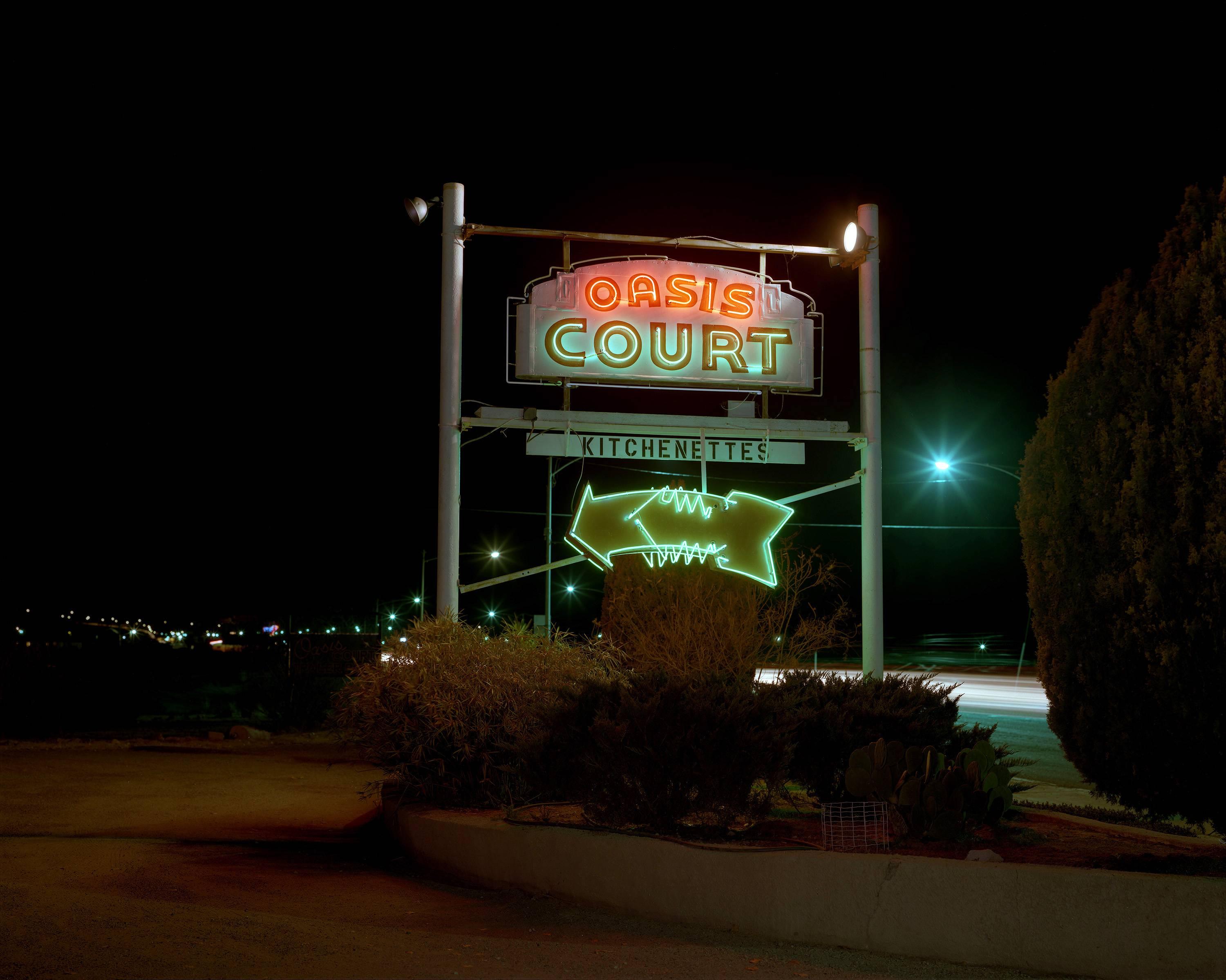 Steve Fitch Landscape Photograph - Oassis Court, Benson, Arizona; December 3, 1980