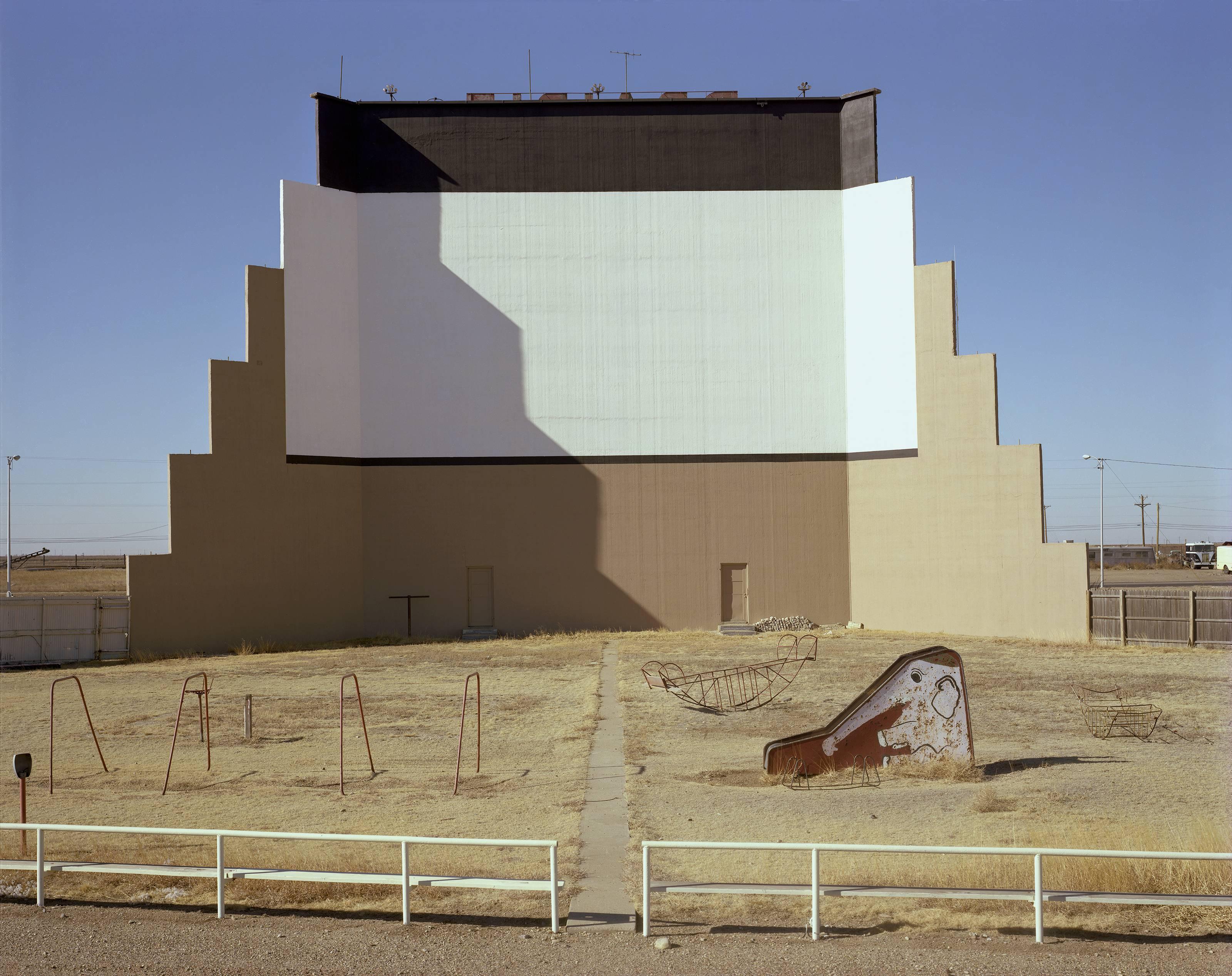 Steve Fitch Color Photograph - Prairie Drive-in theater, Dumas, Texas, January 9, 1981