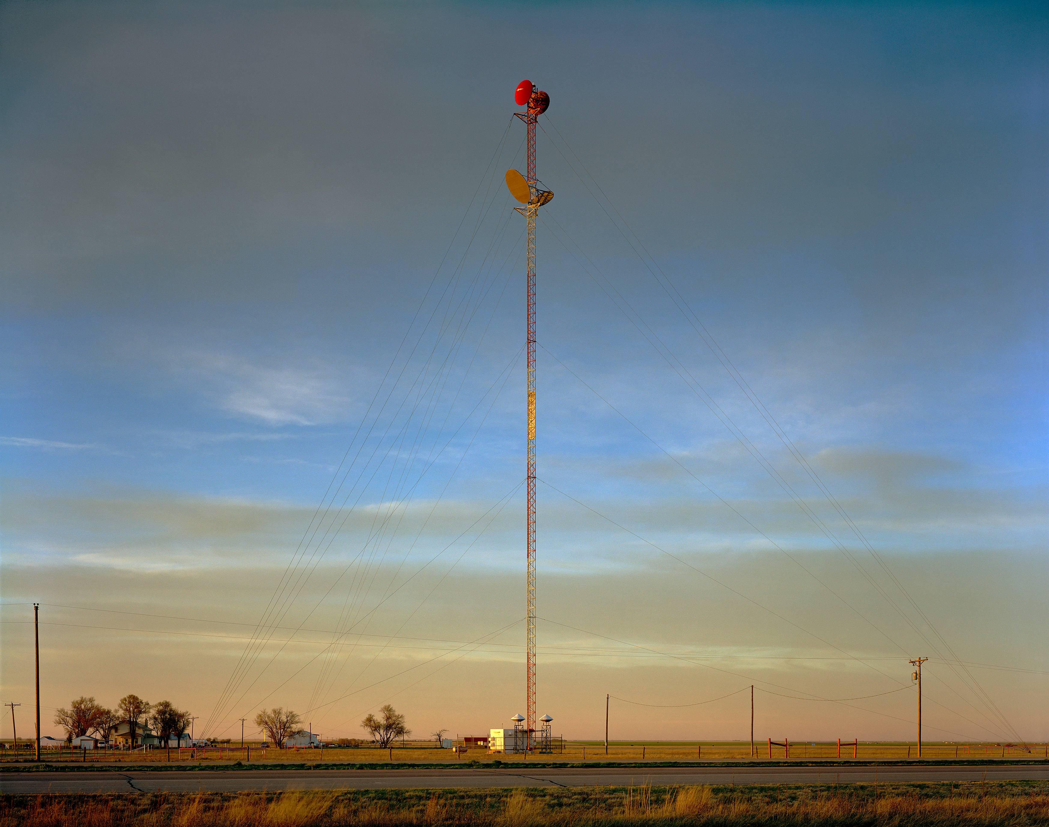 Steve Fitch Landscape Photograph - Radio Tower on the Llano Estacado near Umbarger, Texas; March 11, 2005