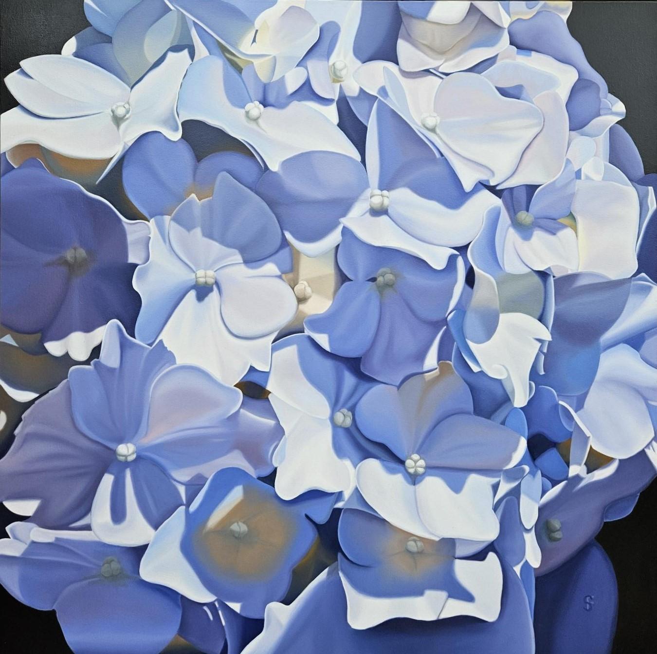 Steve Foster Still-Life Painting - Blueberry Sundae - contemporary hyperrealistic flower rose oil painting