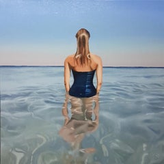 Feeling Small - Woman in Water (Framed): Oil on Canvas