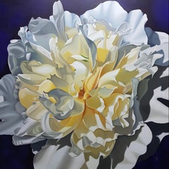Lemon Meringue - contemporary hyperrealistic flower rose oil painting