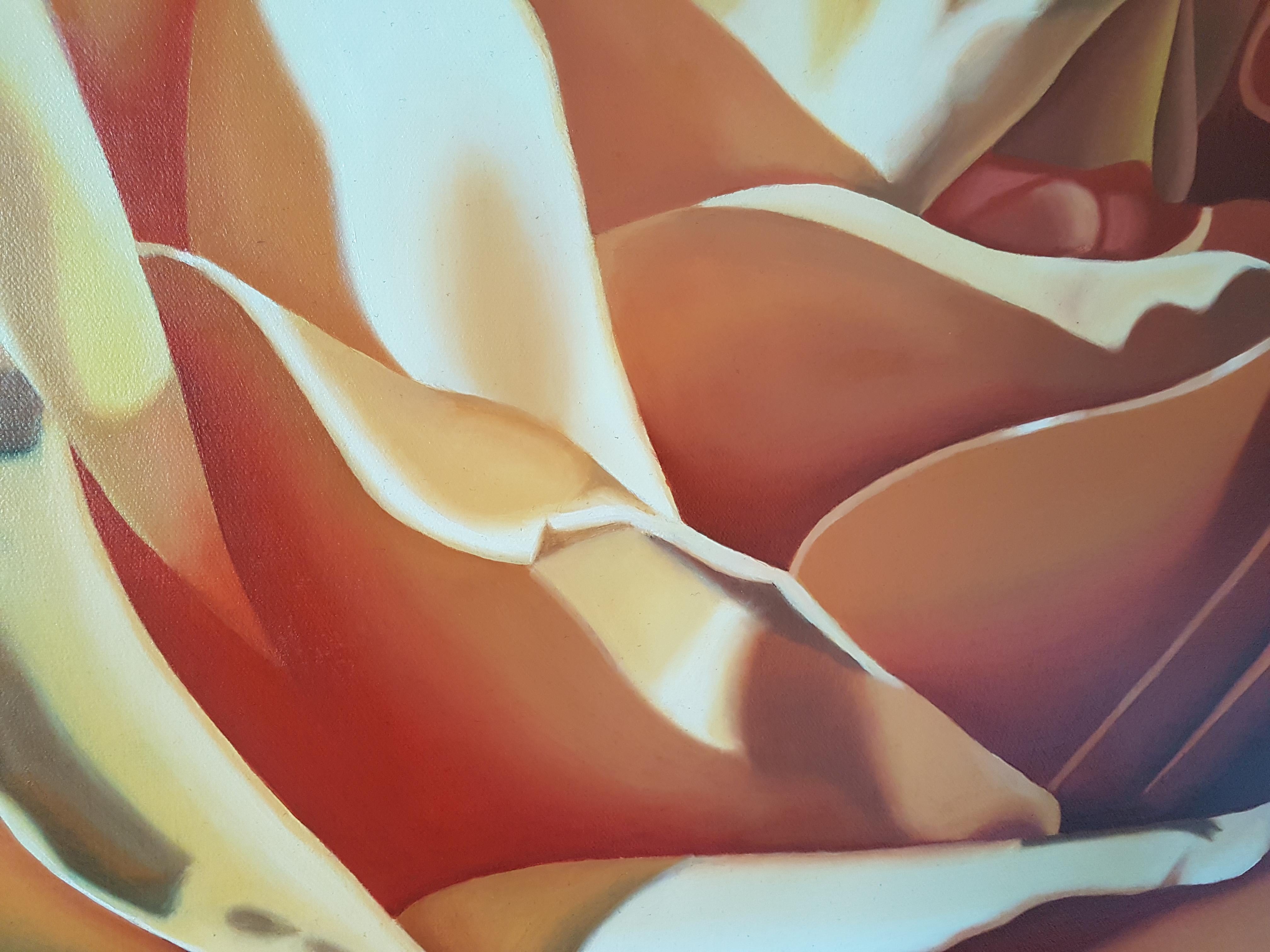Orange Sorbet - contemporary hyperrealistic flower orange rose oil painting For Sale 6
