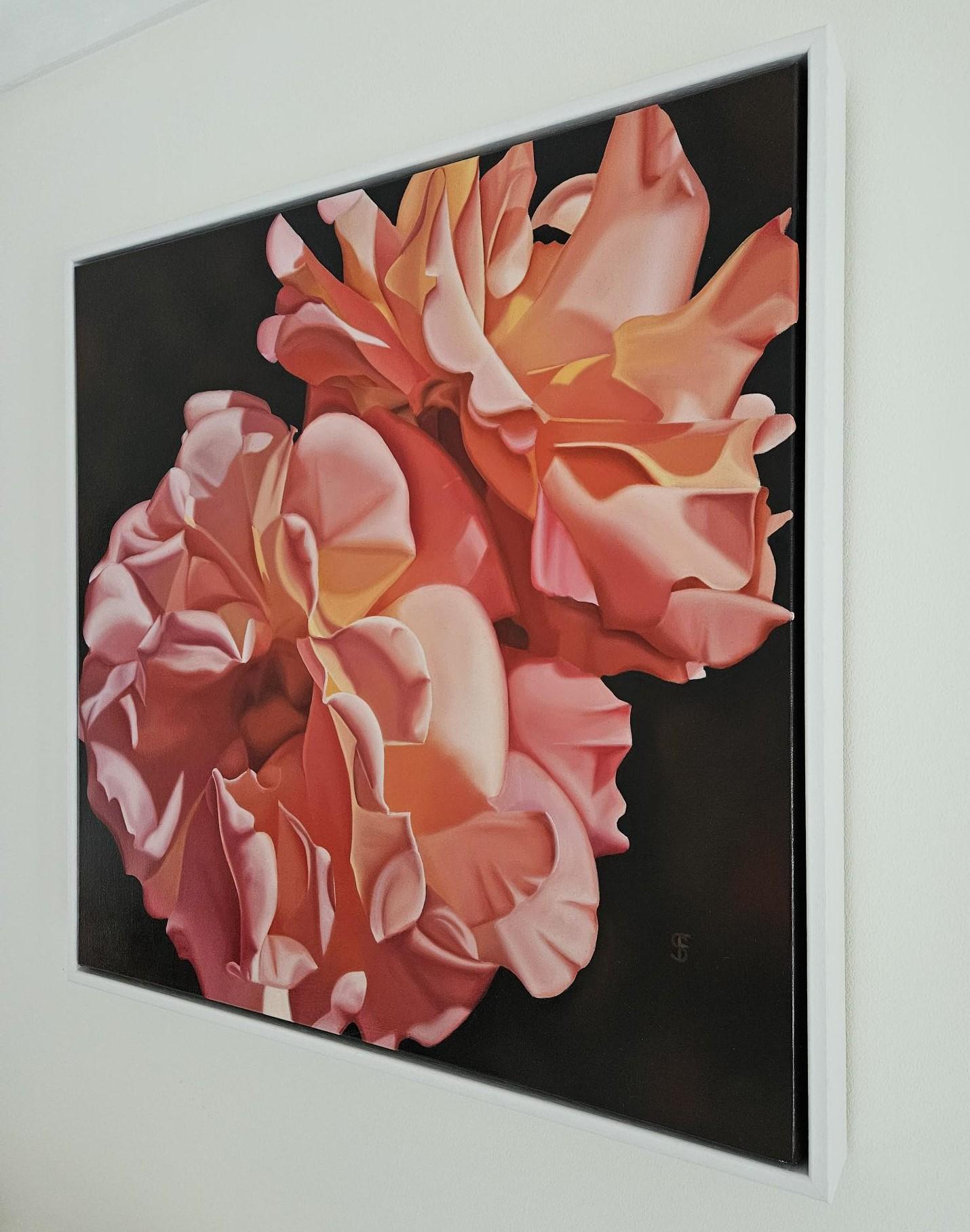 Tuti Fruiti - contemporary hyperrealistic flower rose oil painting - Contemporary Painting by Steve Foster