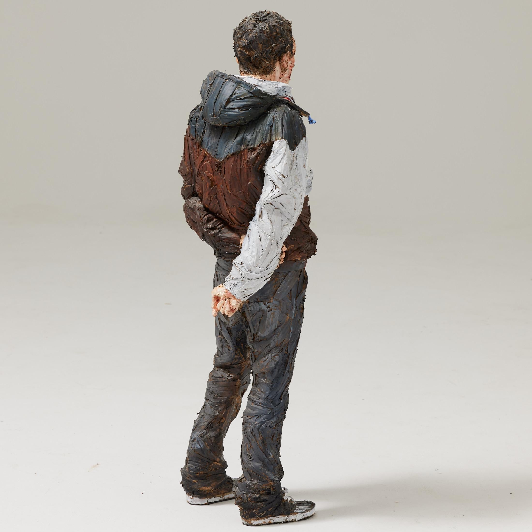 Steve Gibson, Painted Cardboard Sculpture of a Young Man, Hand-Signed, 2010 For Sale 3