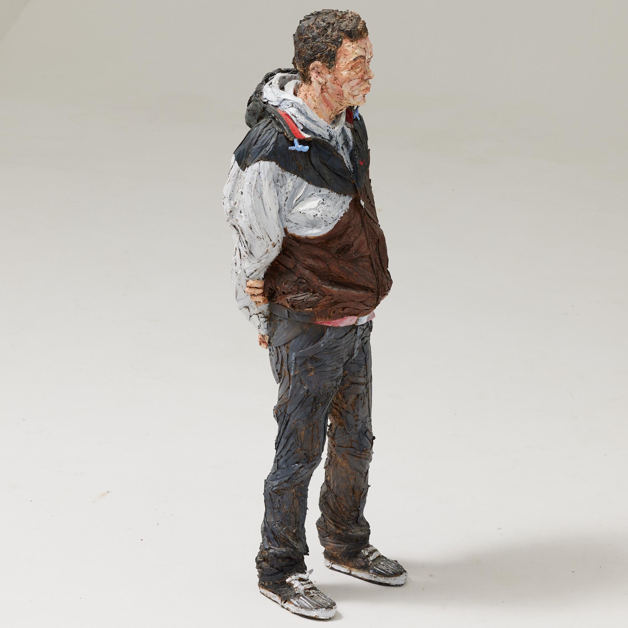 Steve Gibson, Painted Cardboard Sculpture of a Young Man, Hand-Signed, 2010 For Sale 4