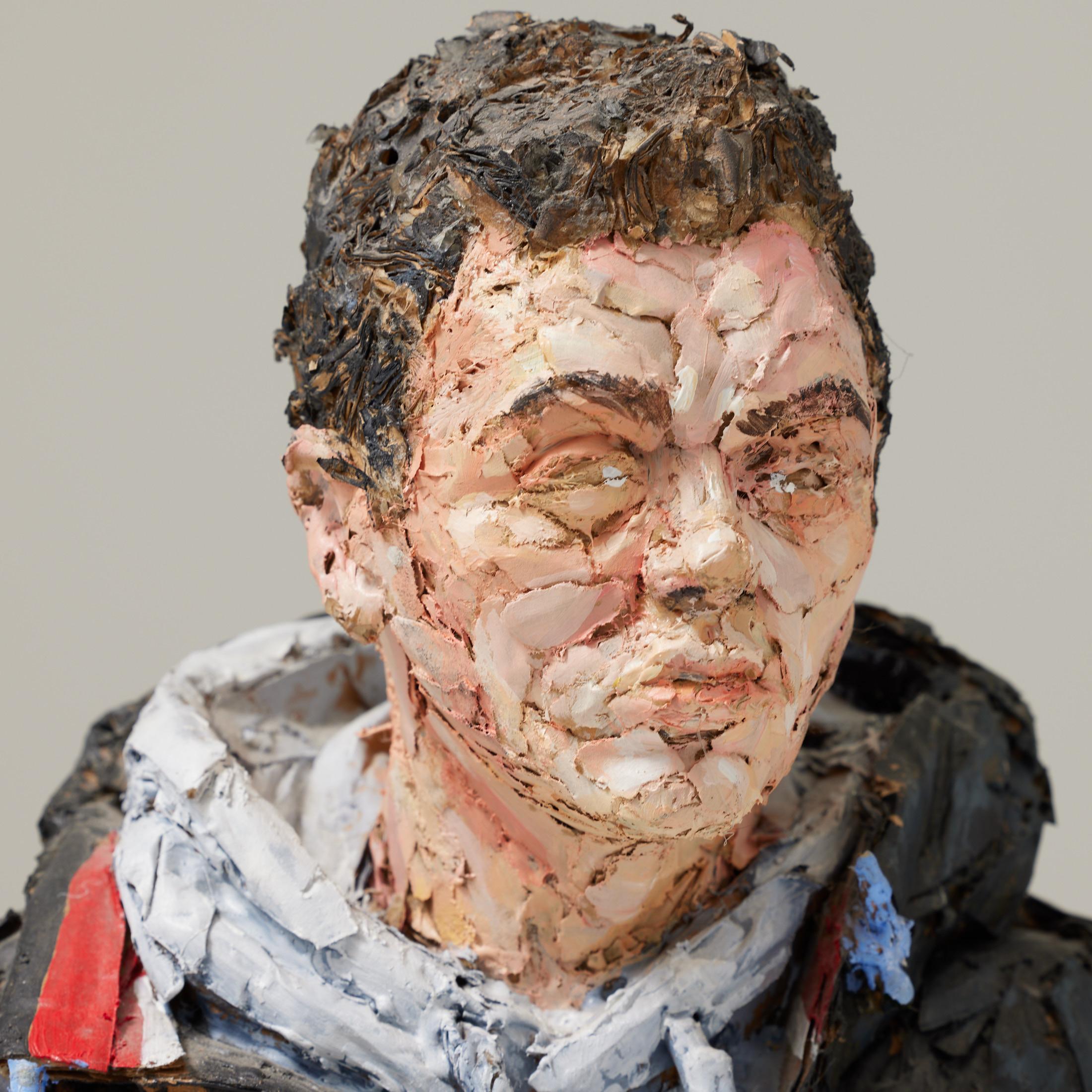 Steve Gibson, Painted Cardboard Sculpture of a Young Man, Hand-Signed, 2010 For Sale 7