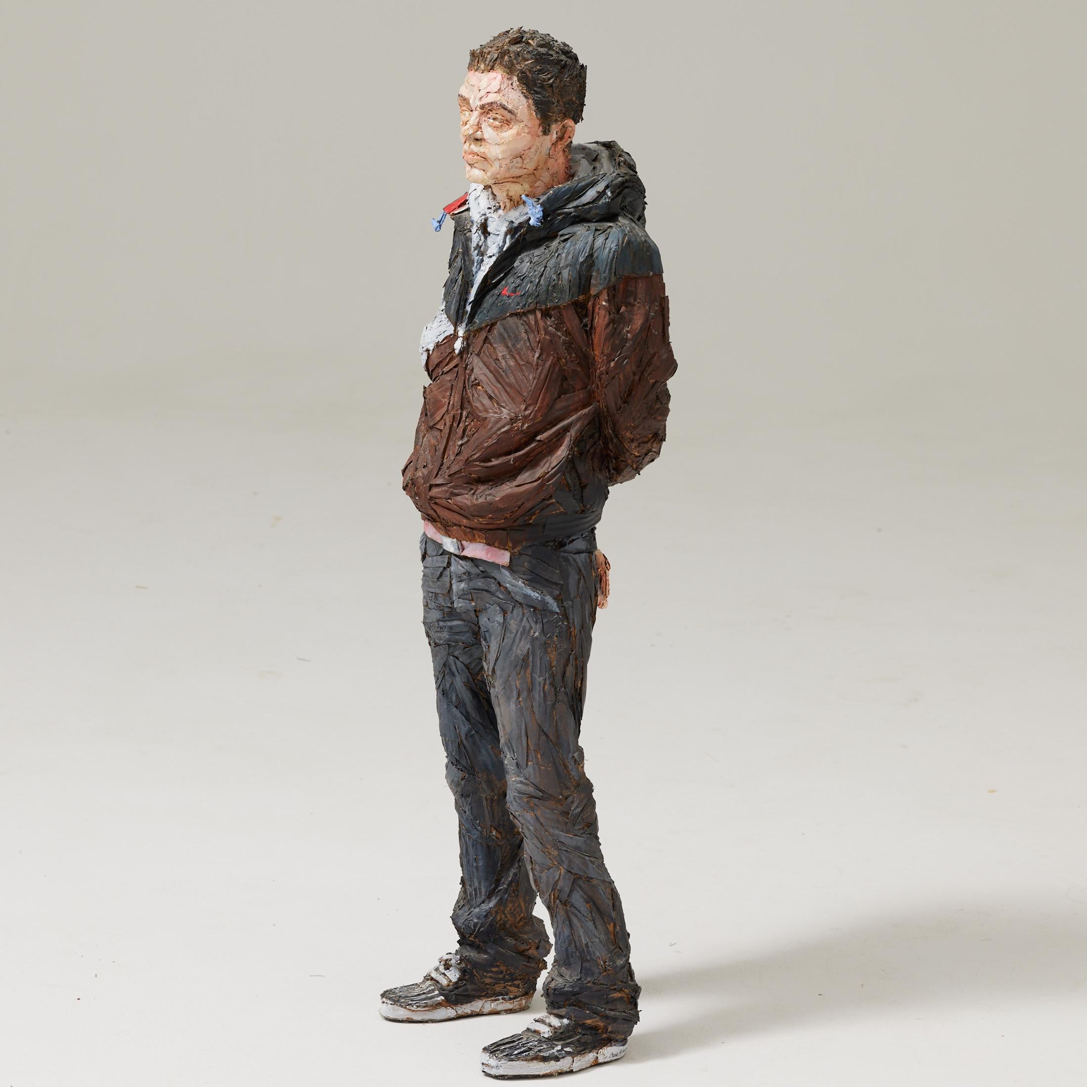 Paper Steve Gibson, Painted Cardboard Sculpture of a Young Man, Hand-Signed, 2010 For Sale