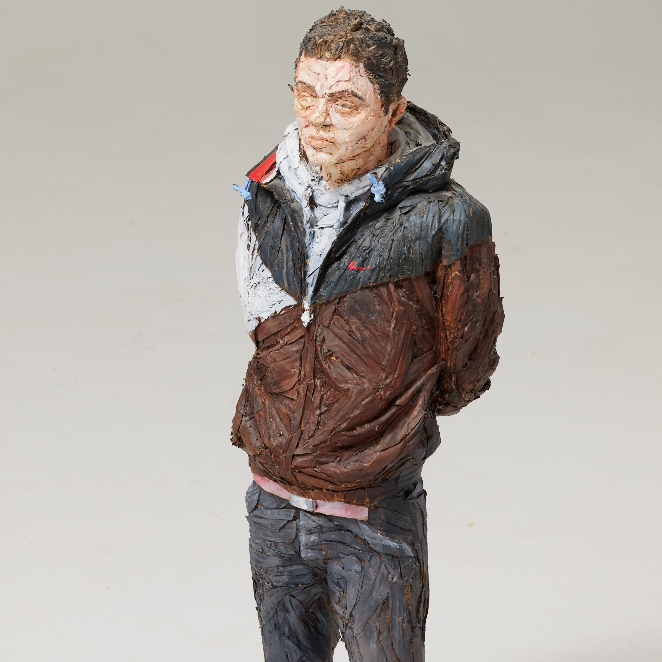 Steve Gibson, Painted Cardboard Sculpture of a Young Man, Hand-Signed, 2010 For Sale 1