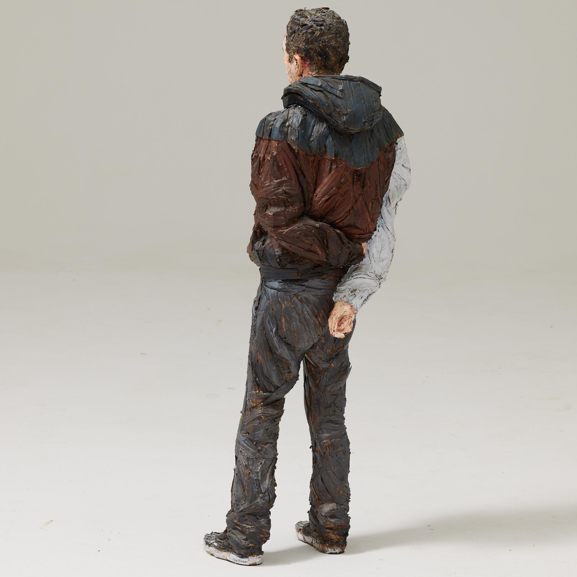 Steve Gibson, Painted Cardboard Sculpture of a Young Man, Hand-Signed, 2010 For Sale 2